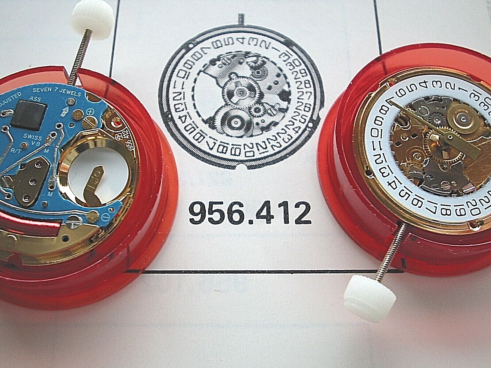 ETA 956.412; rare, new original watch movement with date & 2nd hand. Swiss Made.