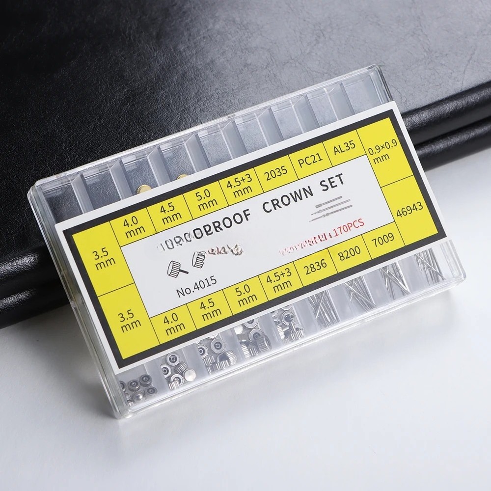 170Pcs/Box Watch Crown Parts Repair Tool Kits Replacement Case Watch Accessories