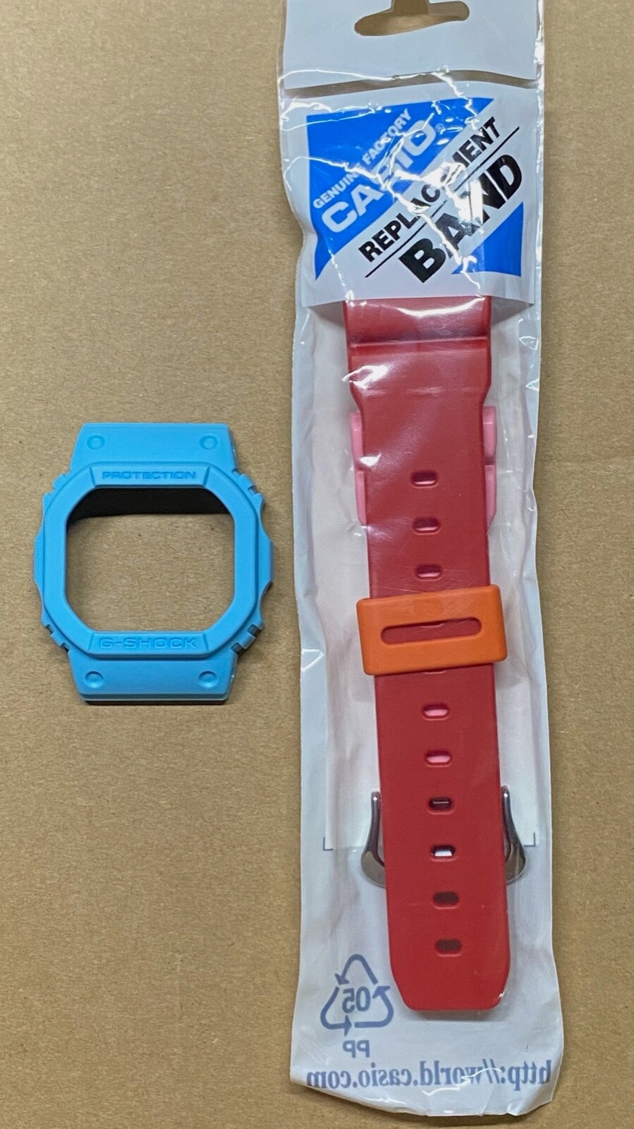 Casio G-Shock DW5600PR-4 Matte Red Pink Strap and Blue Bezel