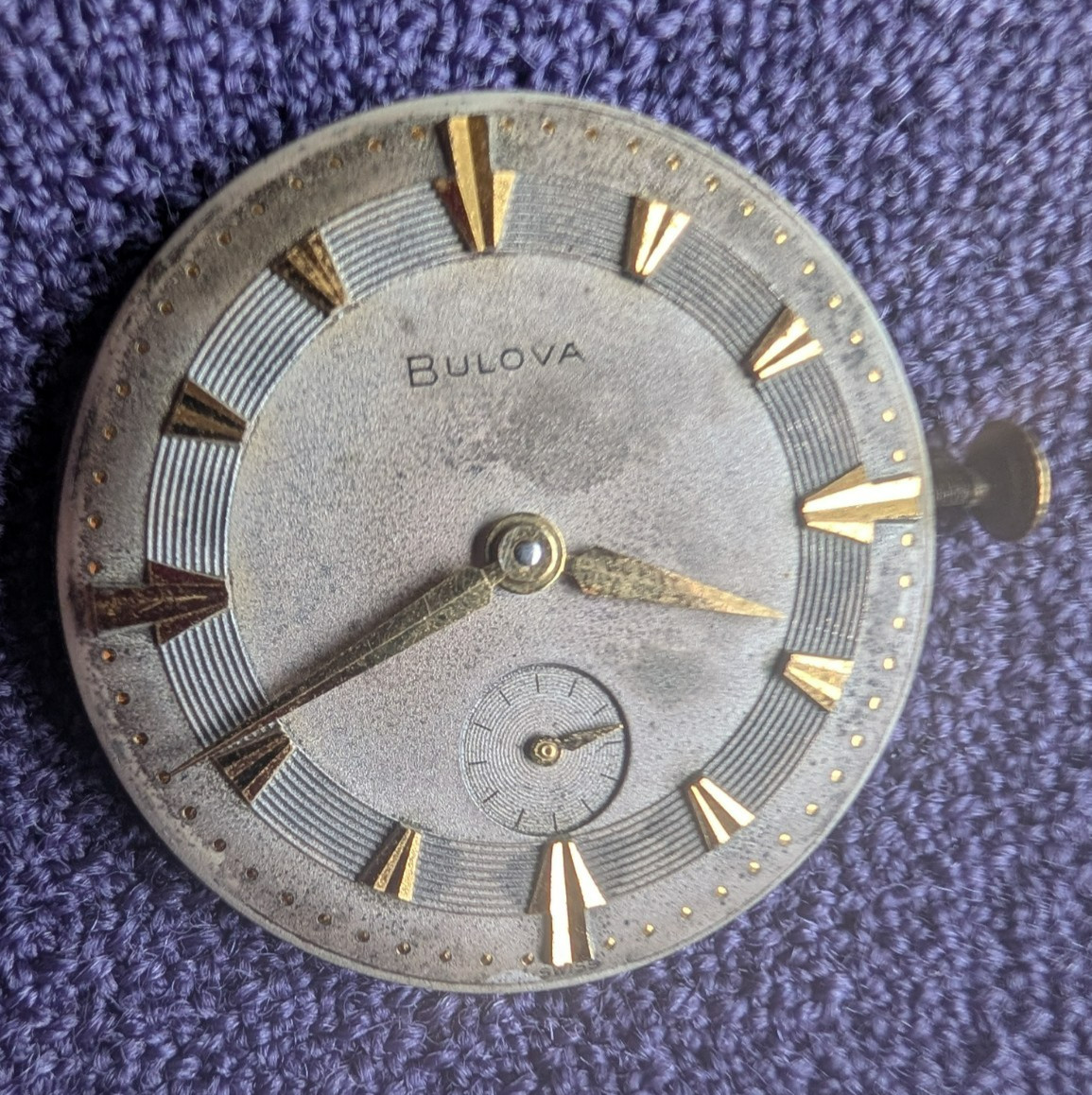 Vintage Bulova 11 AC Stem Wind 17j Men’s Wristwatch Movement Subdial for Parts