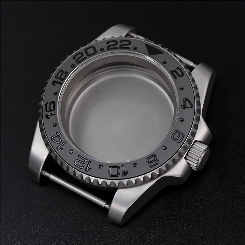40mm Brushed Watch Case Sapphire Crystal GMT Bezel NH35 NH36 28.5mm Dial