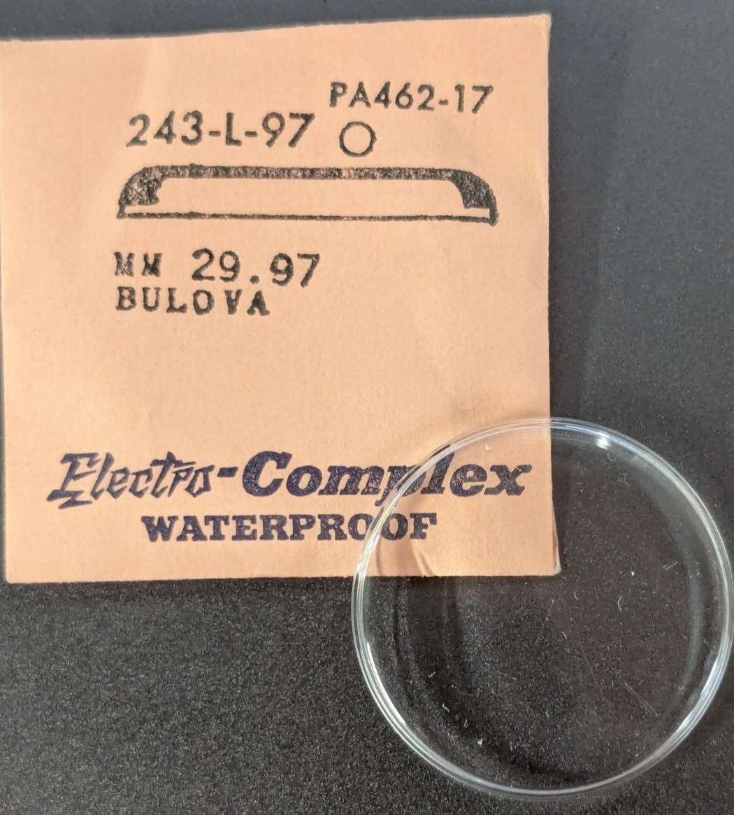 NOS Electro-Complex Acrylic Watch Crystal Bulova 243-L-97 29.9mm PA462-17