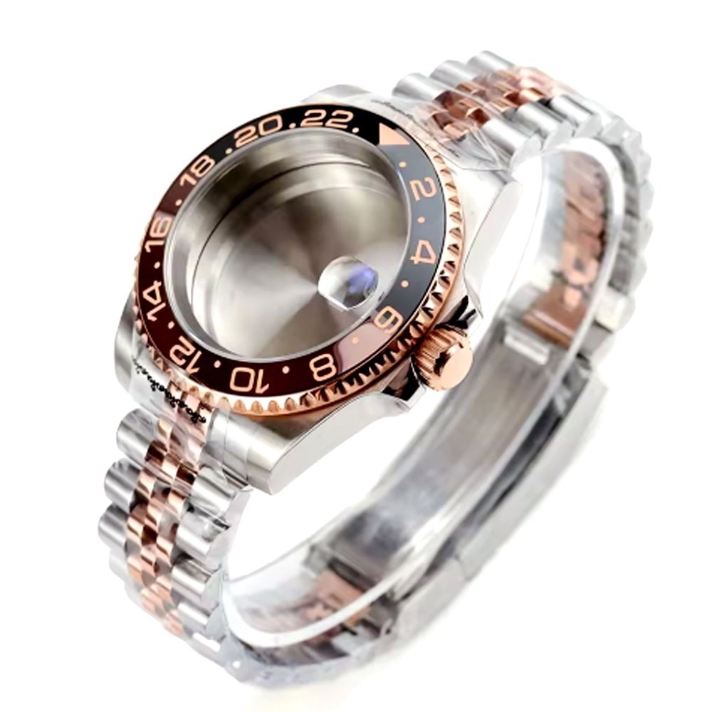 40mm Ceramic Bezel Watch Two Tone Dive Case Sapphire Fit NH35 NH36 ETA2824 8215