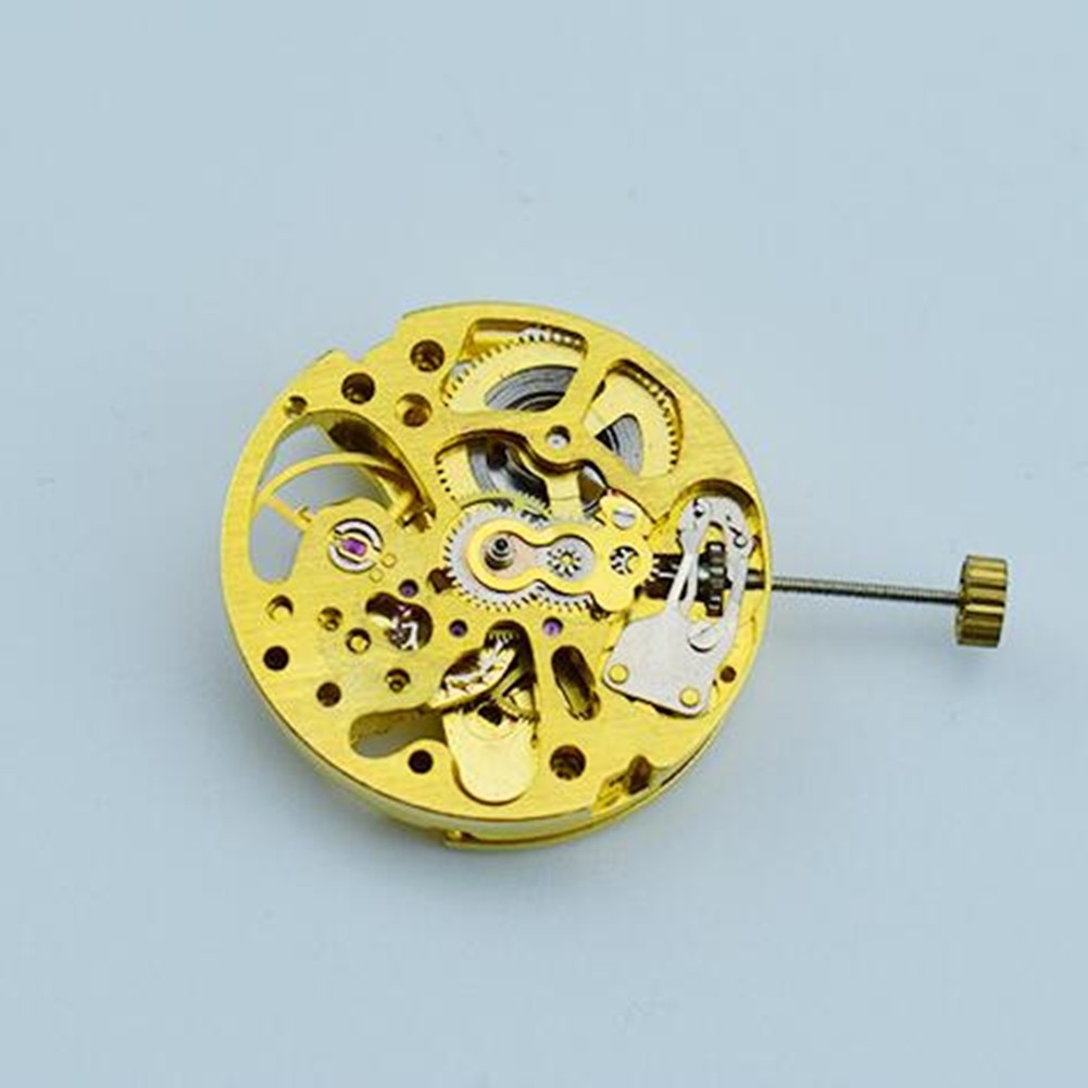 17 Jewels Gold Skeleton Adjustment Radiation Automatic 2004 Watch Movement