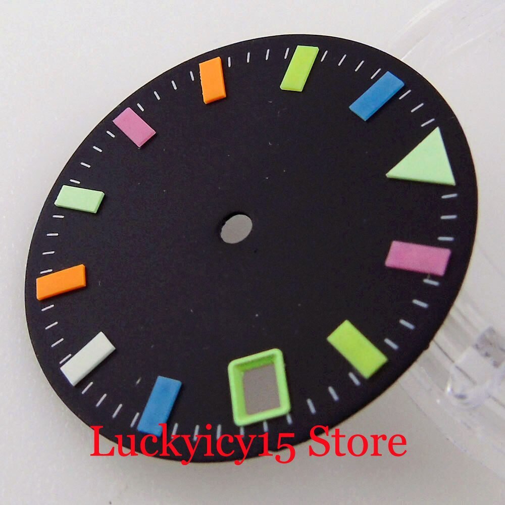 28.5mm Skull Watch Dial Face fit NH35A 4.2/3 O’clock Crown Luminous Index
