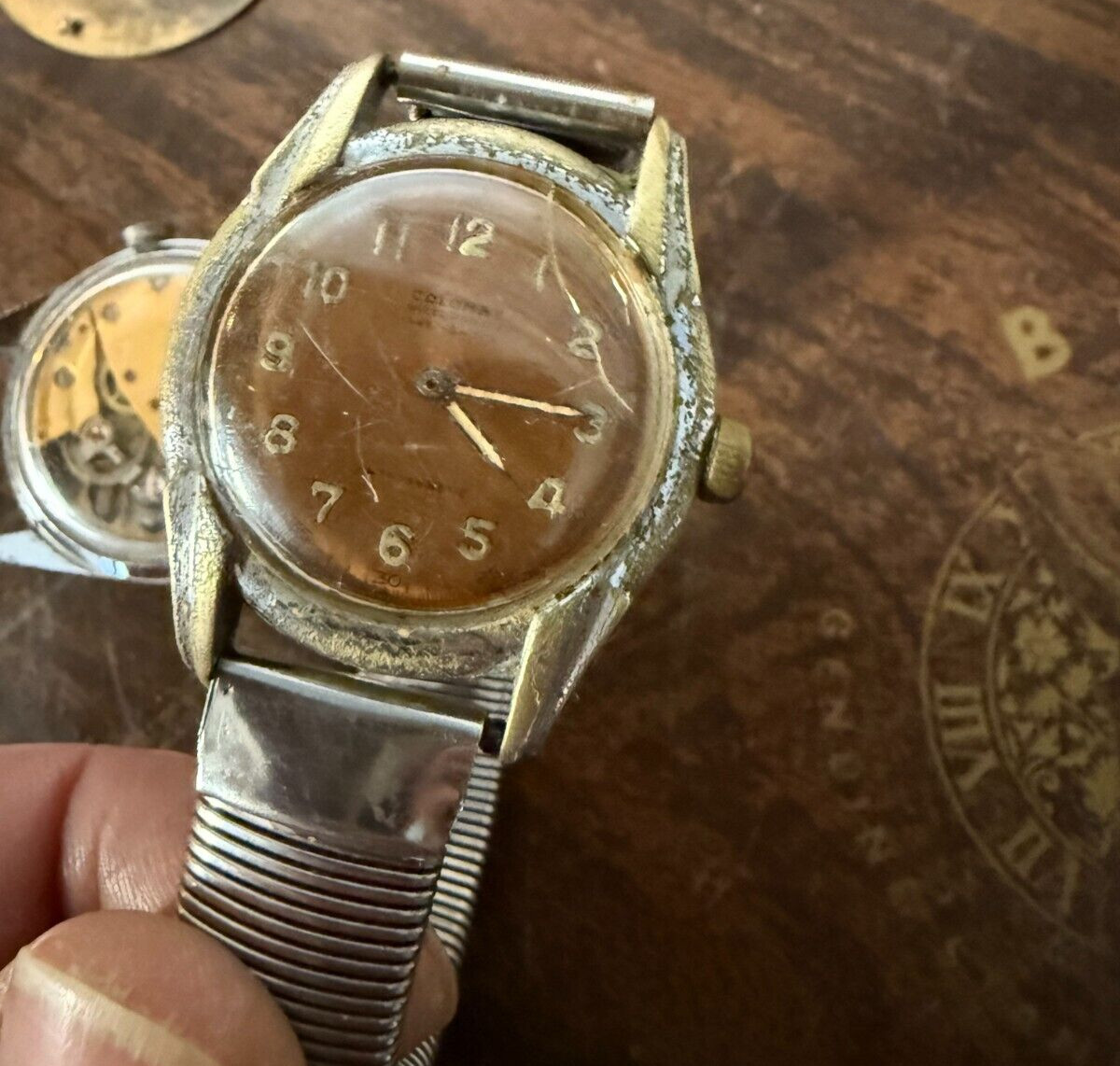 Vintage 1950’s 40’s Men’s Colomby Military Watch Waterproof w/ Expansion Band