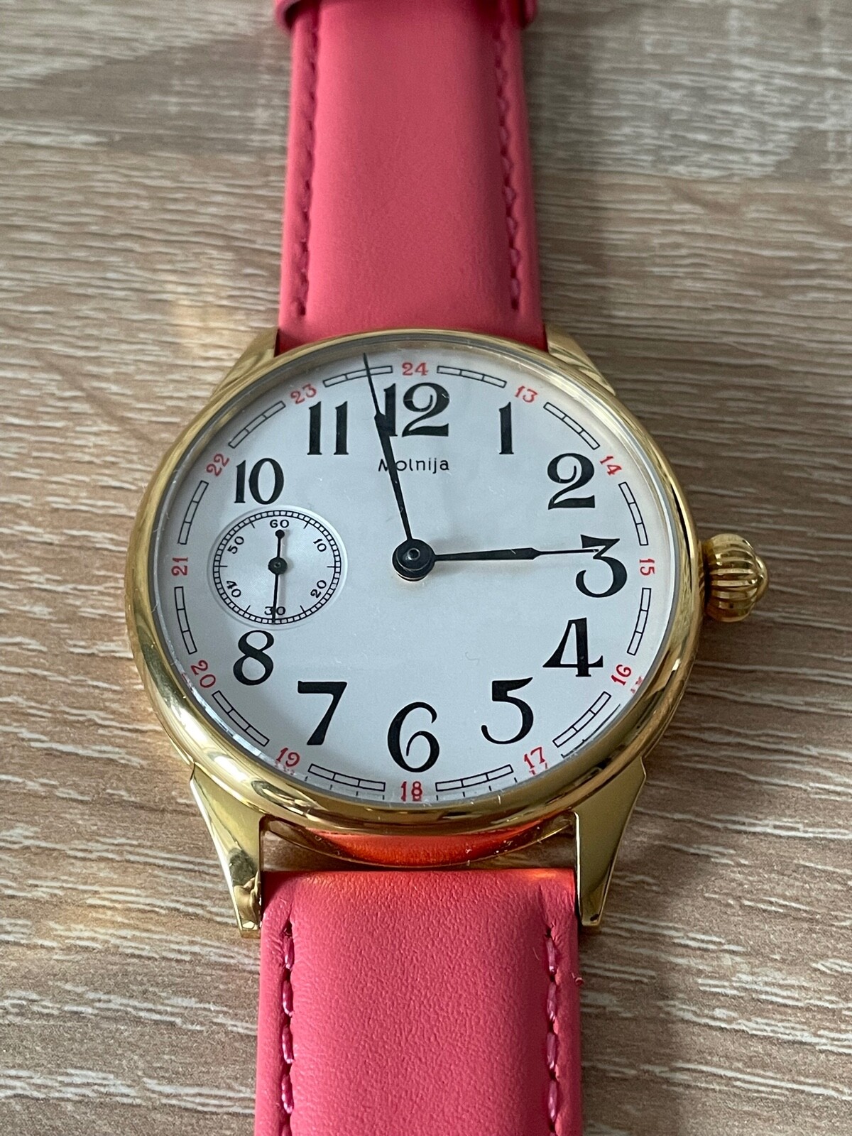 MOLNIA 3602 mechanism USSR steel case nitrid titana mans wristwatch