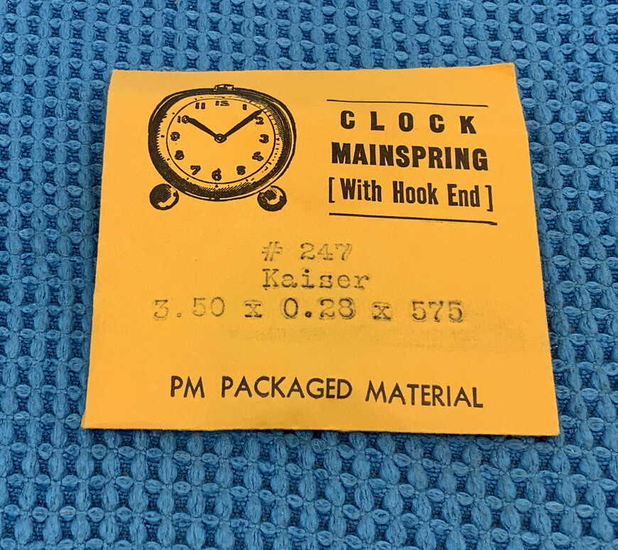 Mainspring Clock Hook End Kaiser #247 ( 3.50 X 0.28 X 575) NOS (LEC 211-41X) R
