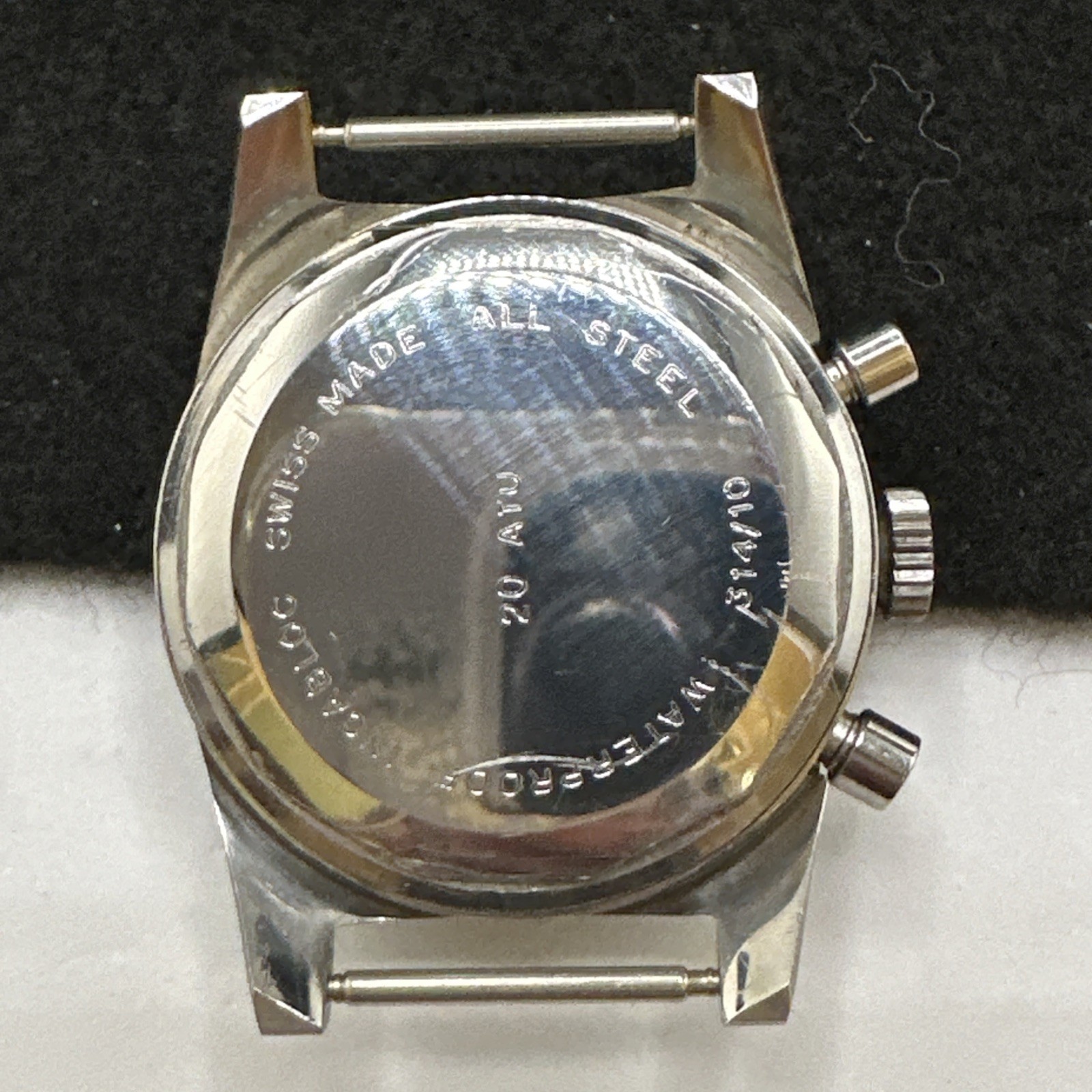Vintage Swiss Wakmann Steel Mens Diver Chronograph 20ATM Watch Case – New