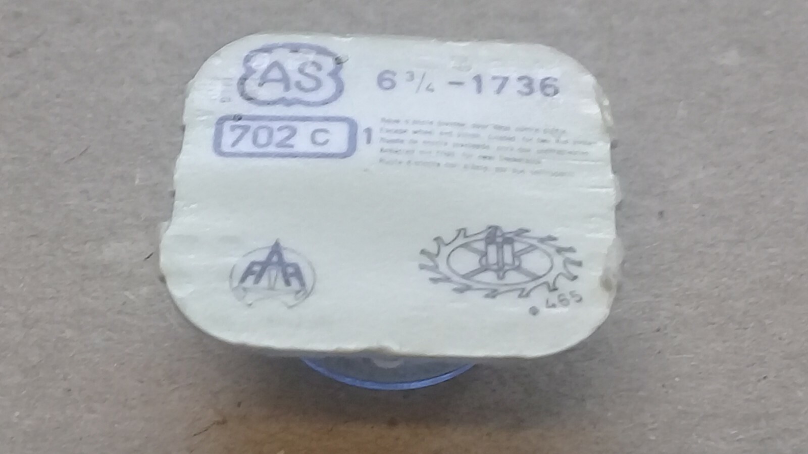 AS Cal. 1736 – ESCAPE WHEEL w/ PINION (Read) – Part 702c. 6.75”’ (TC839)