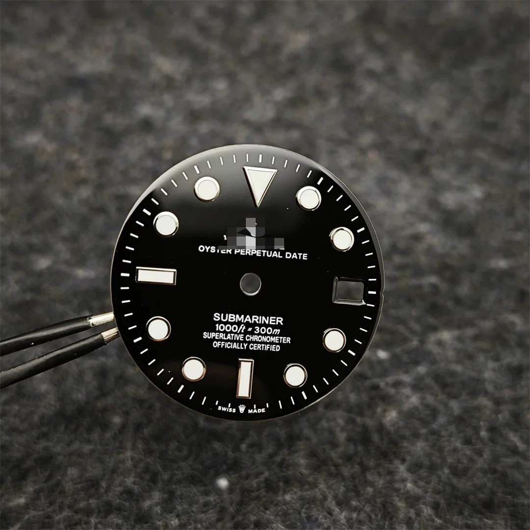 28.5mm luminous watch dial suitable for Rolex Submariner NH35 movement Black