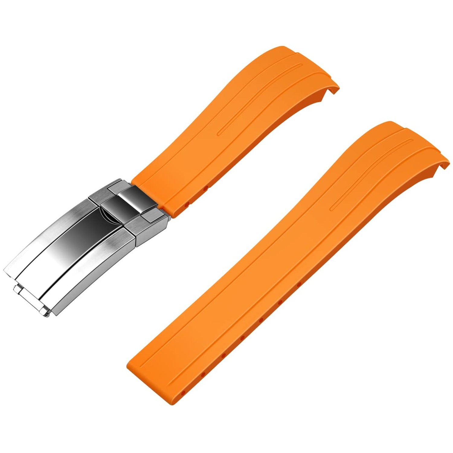 YISIWERA 18mm 20mm 22mm Rubber Watch Band Curved Ends, Soft Black Silicone Wa…