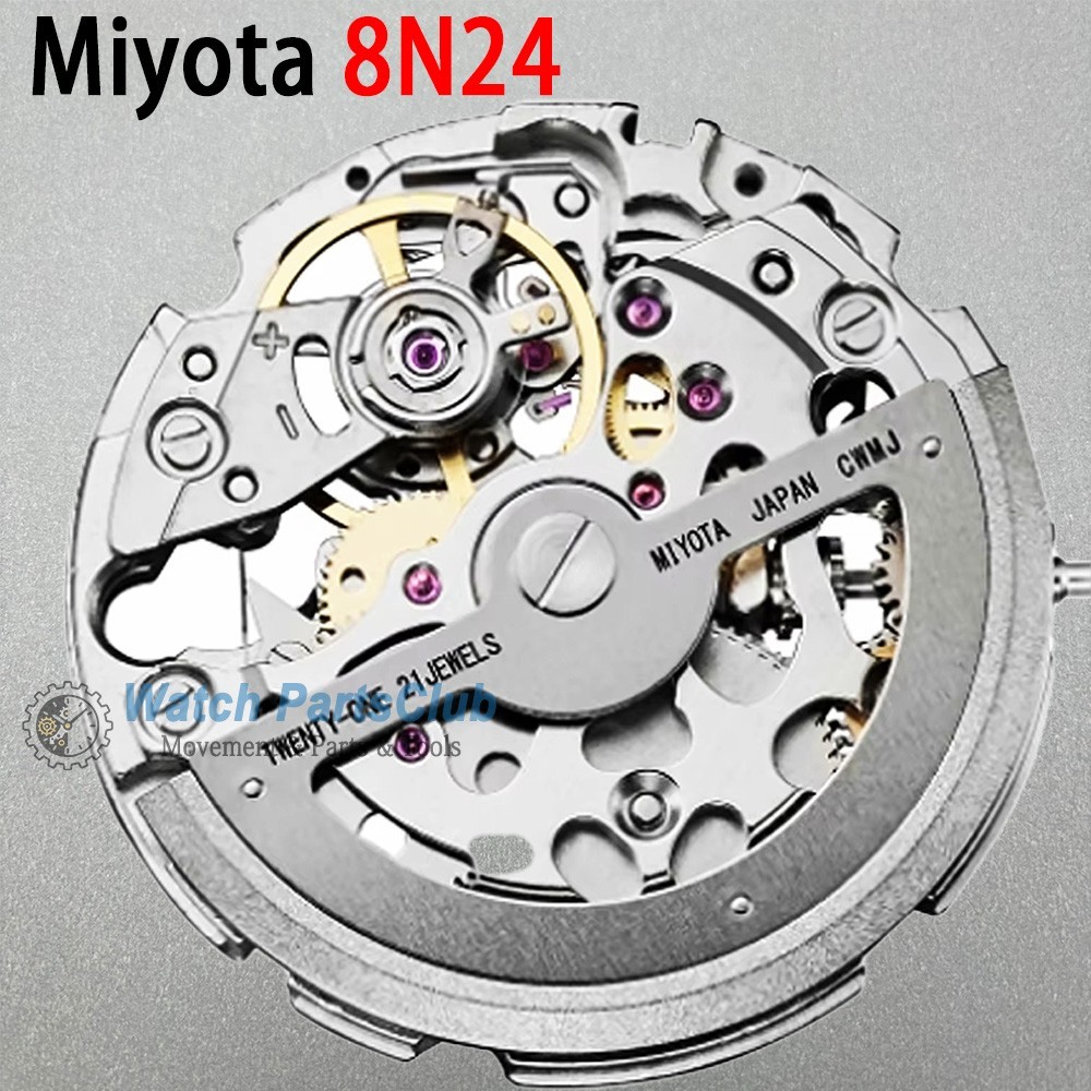 Japan Miyota 8N24 Automatic Movement Self-winding Skeleton Mechanism 21 Jewels