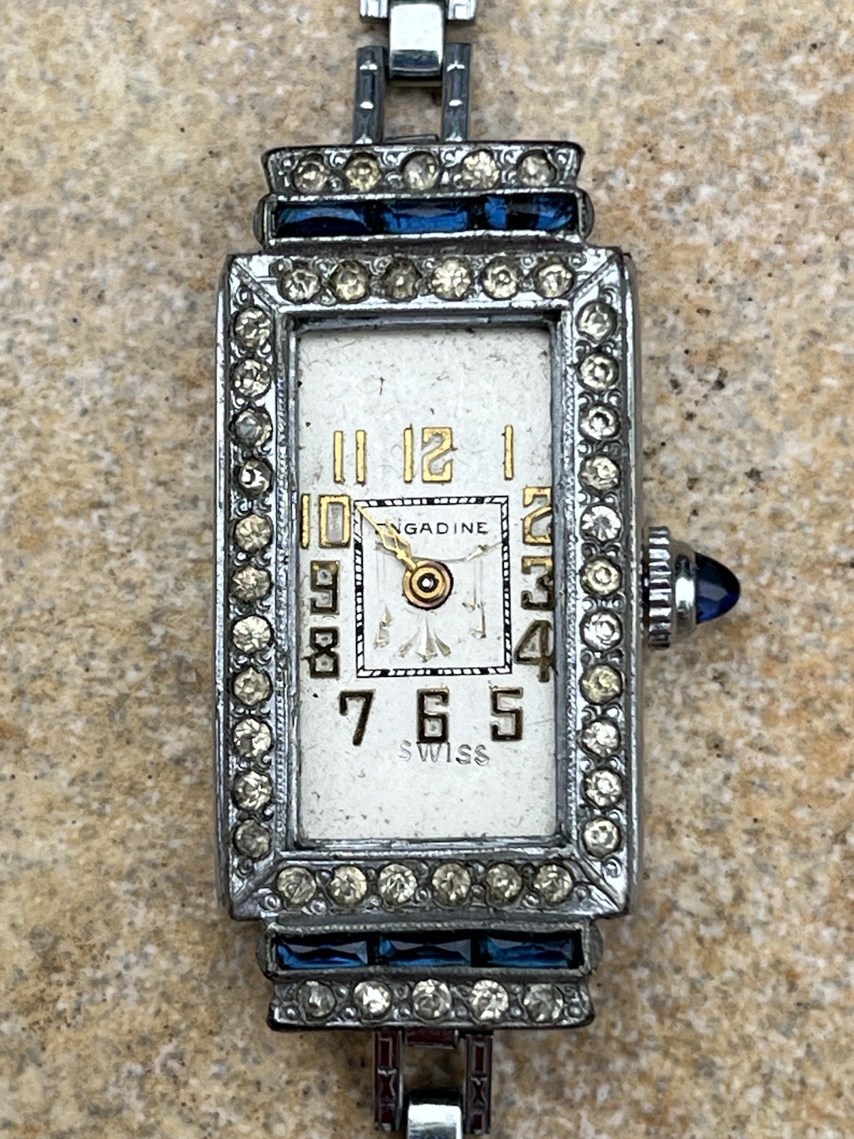 Vintage Engadine Ladies Watch w/ Fancy Art Deco Jeweled Case – Parts or Repair