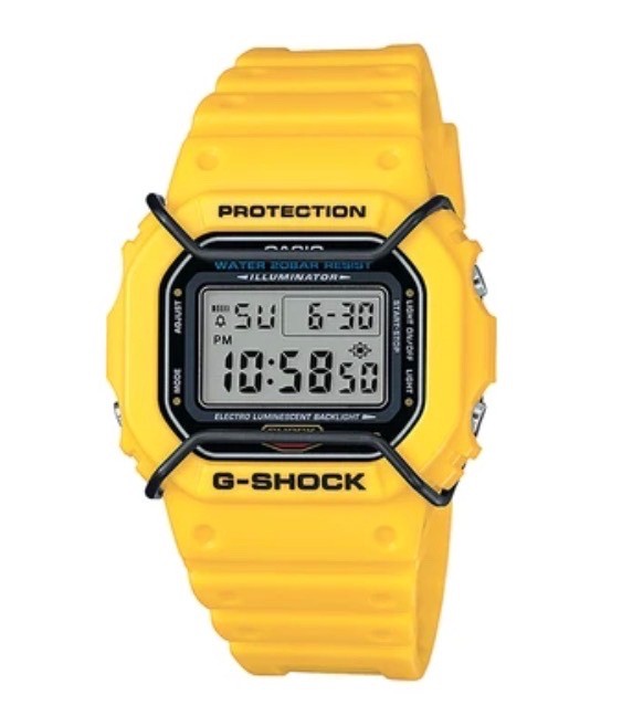 Genuine Casio G-Shock Yellow Resin Watch Band & Bezel Set DW-5600P-9 + Pins