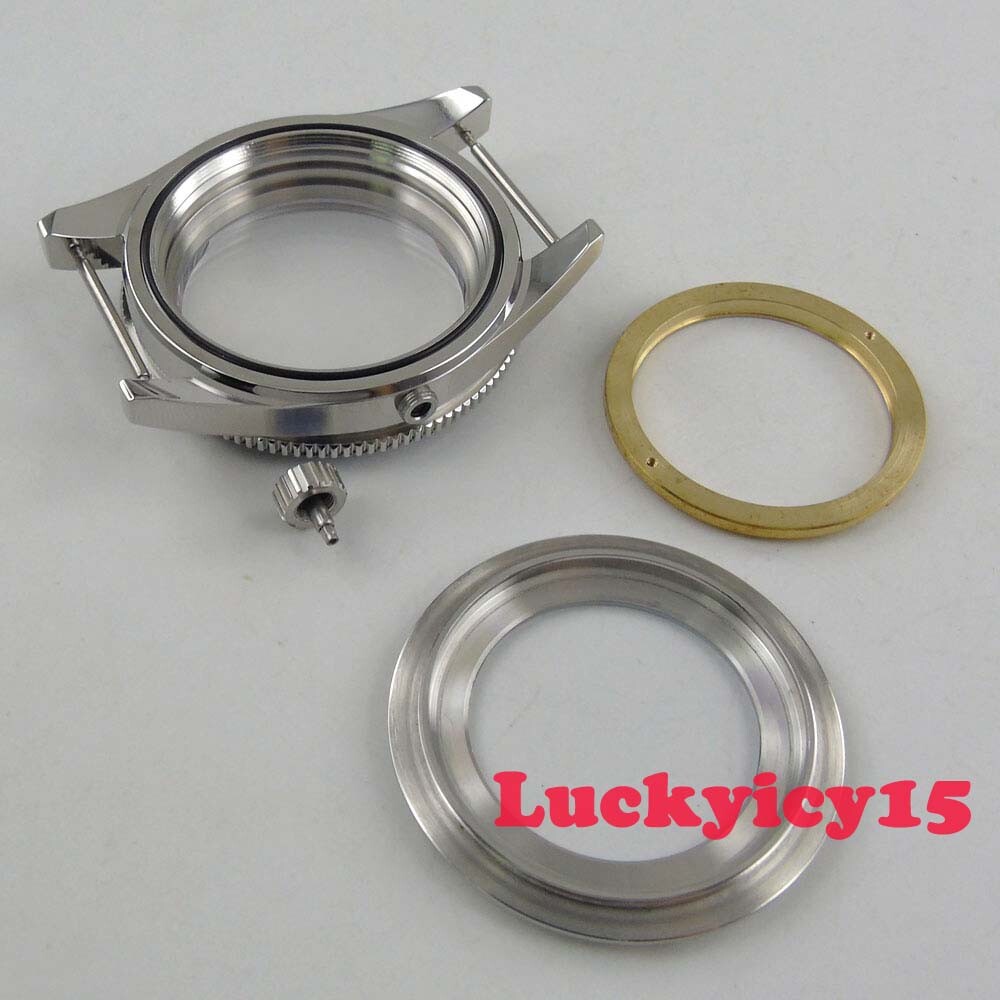 Solid 41mm sapphire glass Stianless steel watch case fit ETA 2836 movement C140