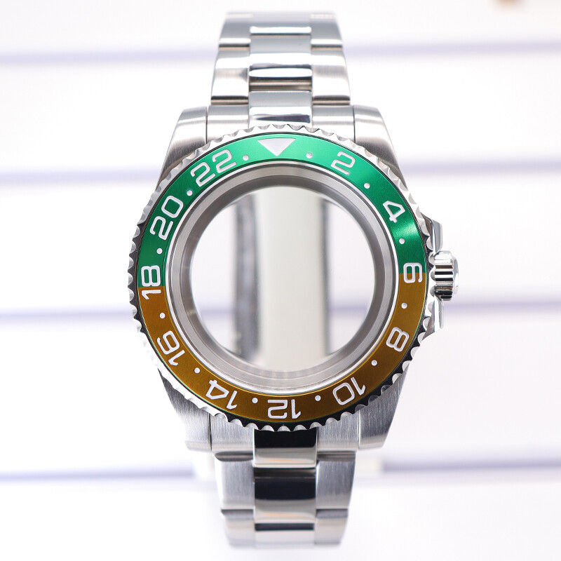 40mm GMT mod watch cases nh35 strap Sapphire Glass stainless steel Spiral crown