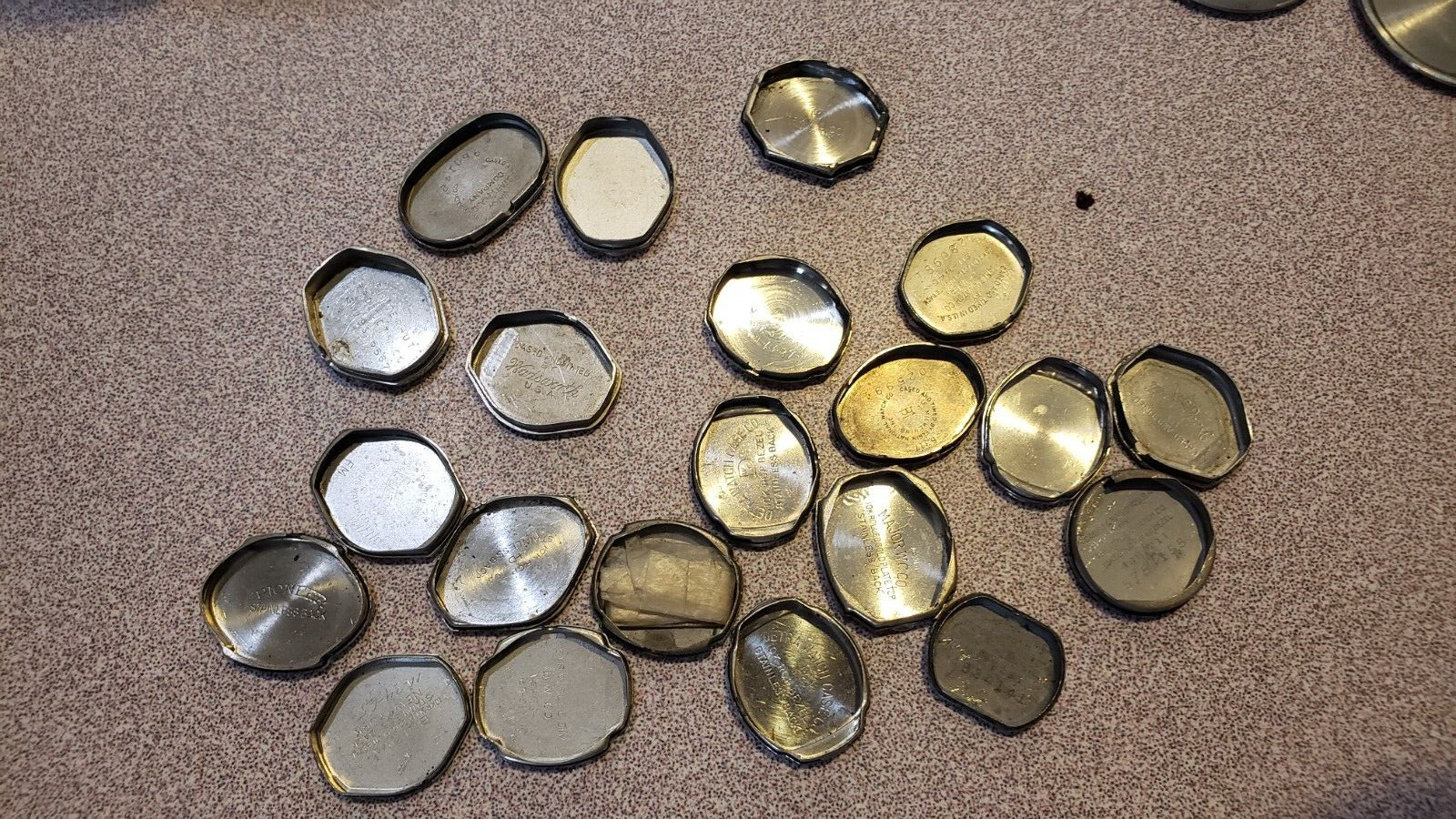 Vintage 1940’s 50’s LOT of 21 Ladies Watch Case Back Steel Medana Bulova Detra