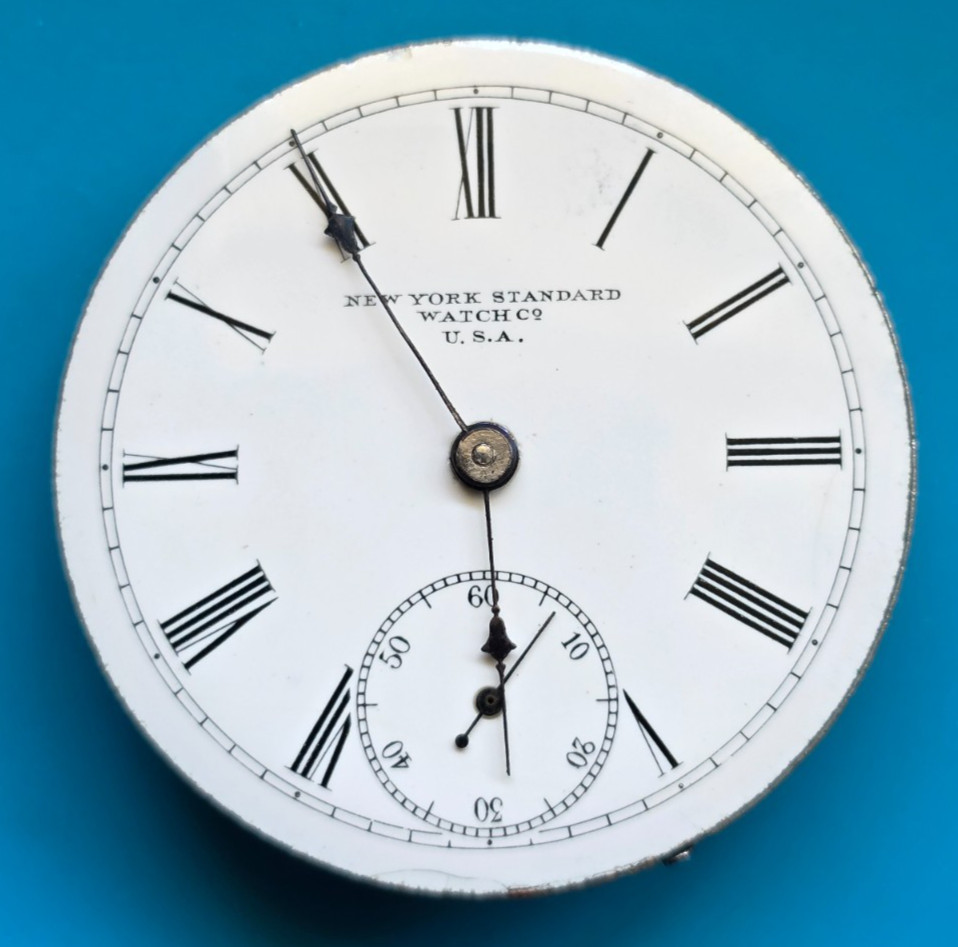 18 SIZE NEW YORK STANDARD 17 JEWEL GRADE 30 POCKET WATCH MOVEMENT !KEEPING TIME!