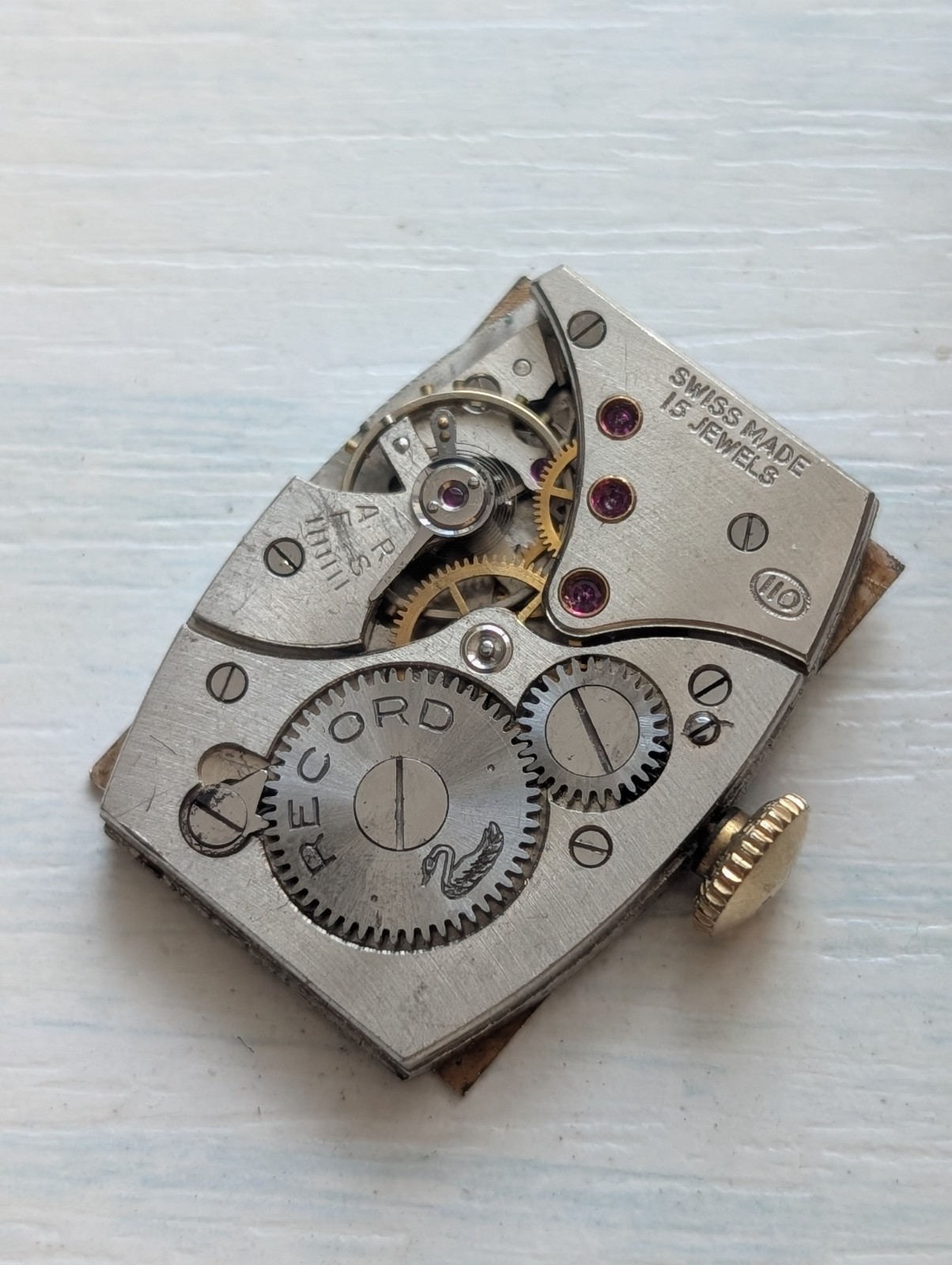 Vintage Record Rectangle 110 Mechanical Watch Movement (Runs)