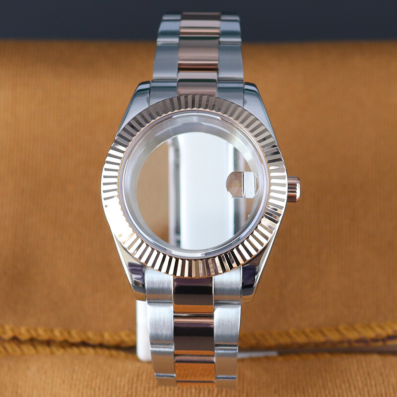 36mm 40mm Couple’s Watch Case Fluted Bezel Date Stainless Strap For NH35 NH36/38
