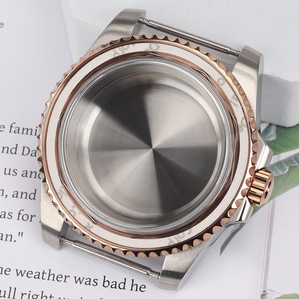 FEIYASHI Rose Gold Rotating Bezel GMT Watch Case 40mm Steel For Seiko NH35 NH36