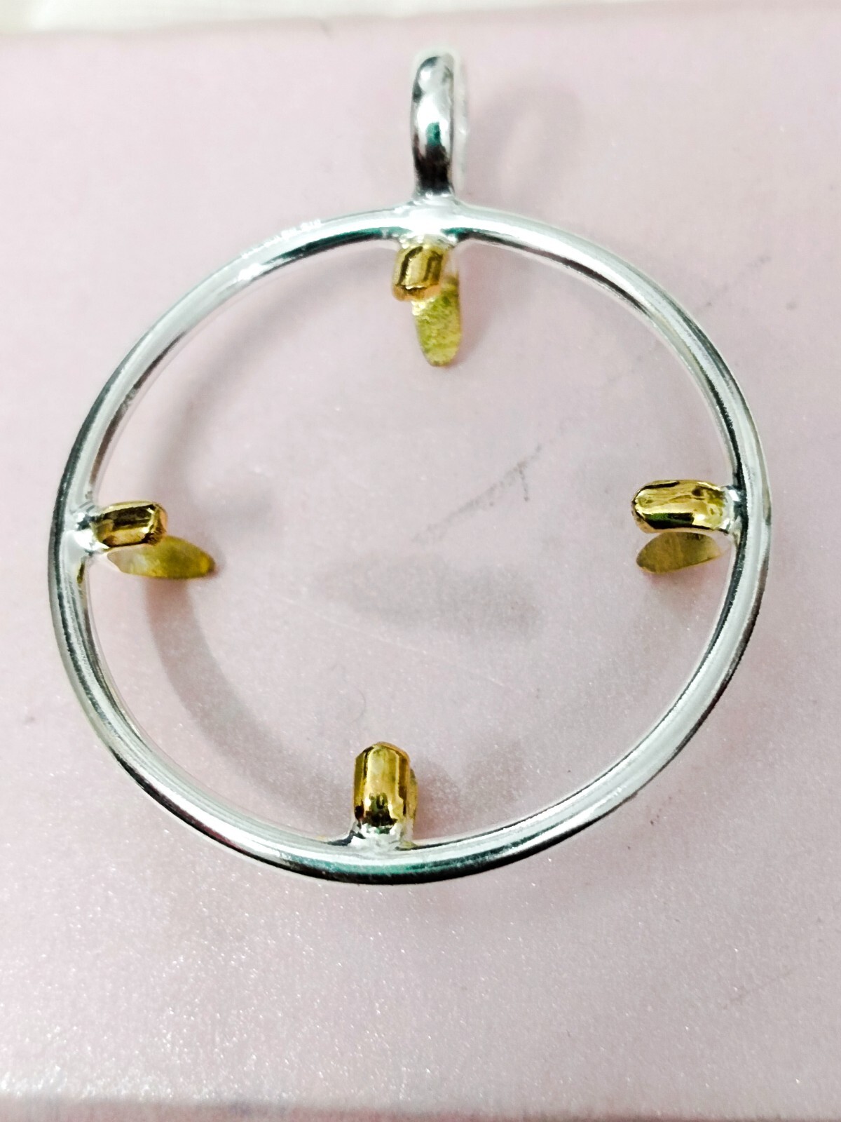 925 Sterling Silver Round Pendant setting prong Blank Bezel Holder Coin