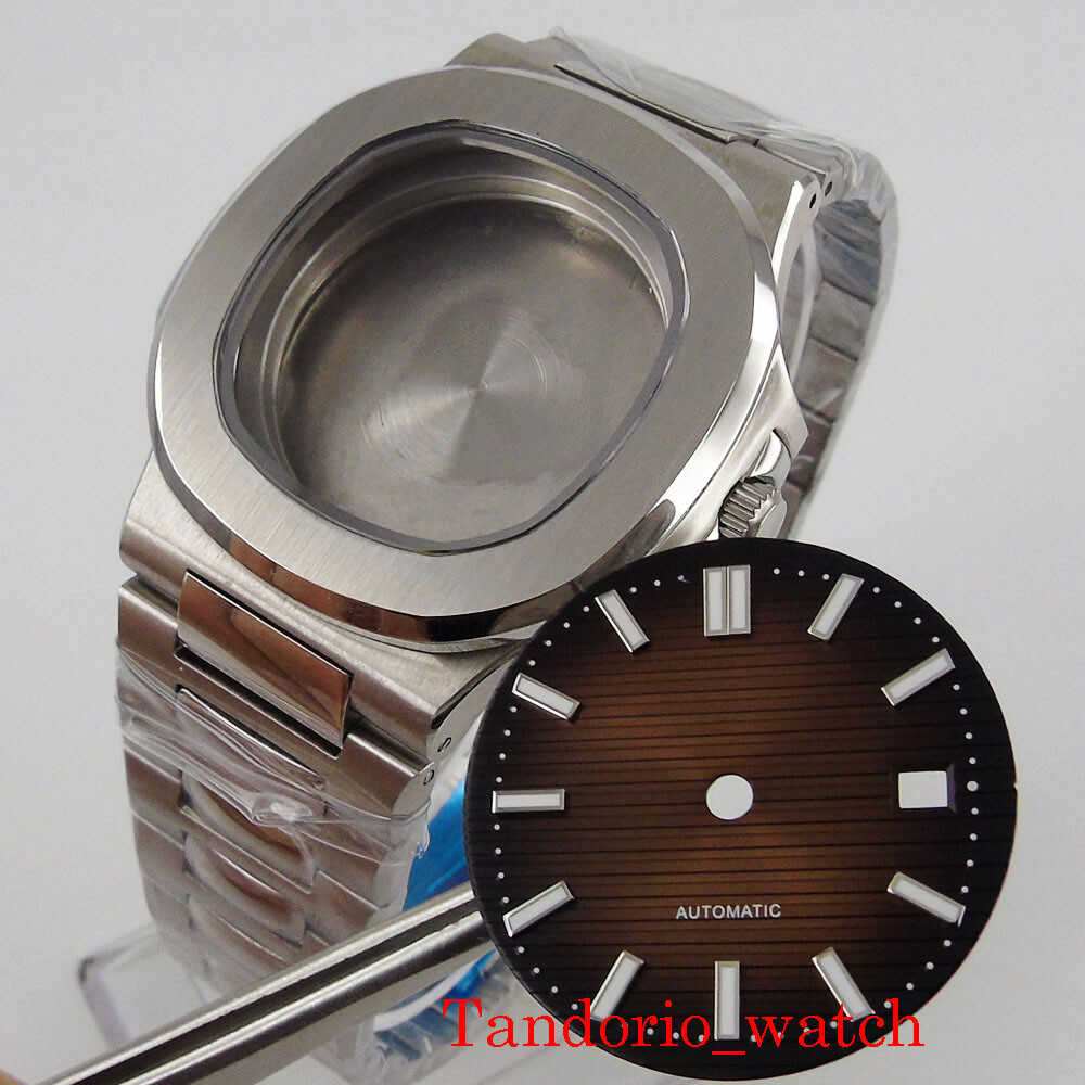 39mm Square Stainless Steel Watch Case Sapphire Glass For MIYOTA 8215 821A ETA