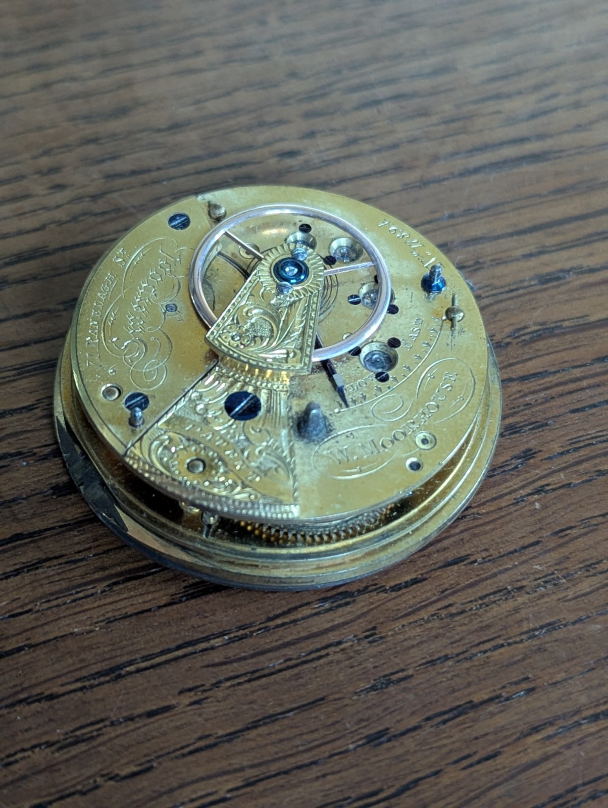 W Moorehouse Liverpool Fusee Pocket Watch Movement to Restore, Good Bal #S675