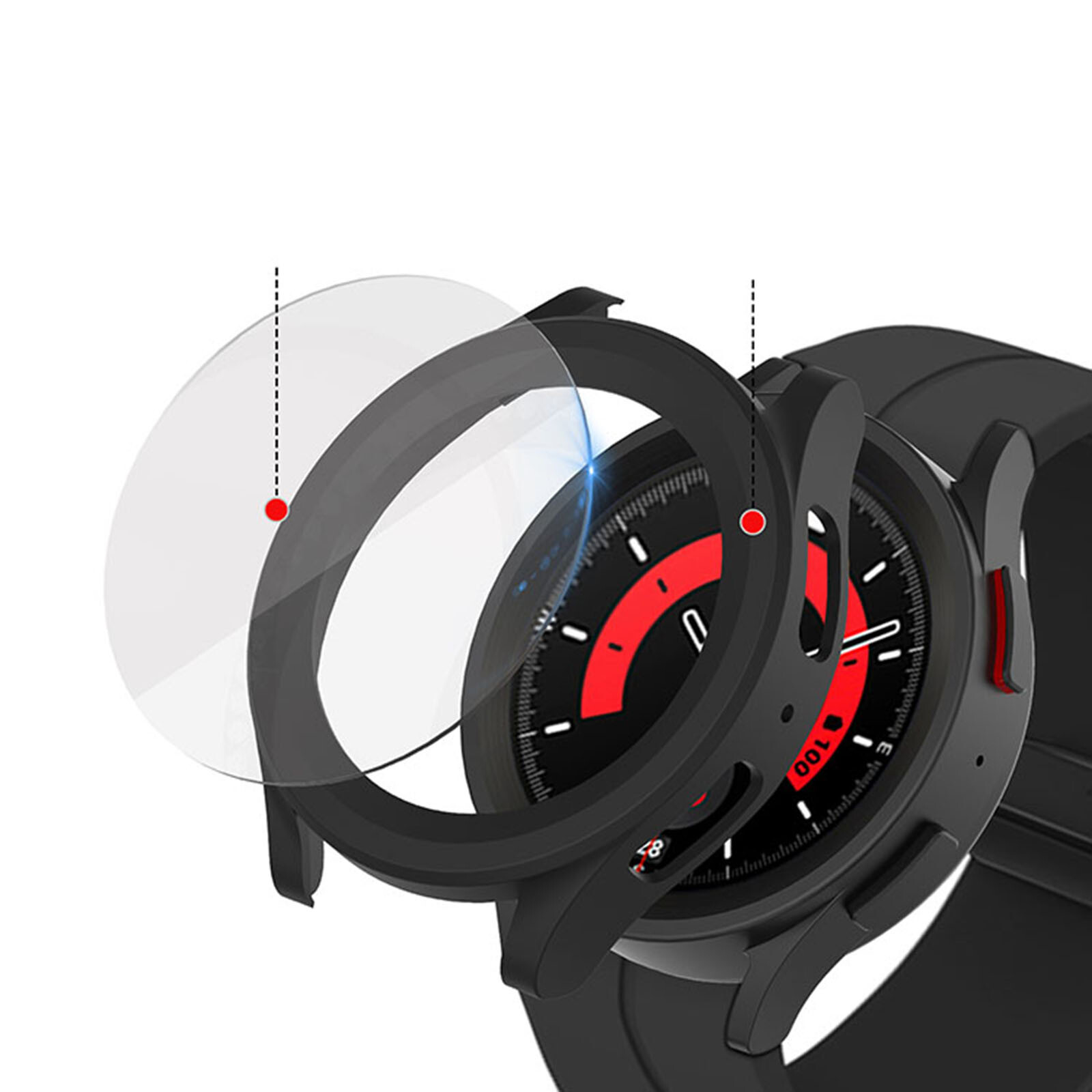 PC +Tempered Glass Film Watch Protective Case for Samsung Galaxy watch5 pro 45mm