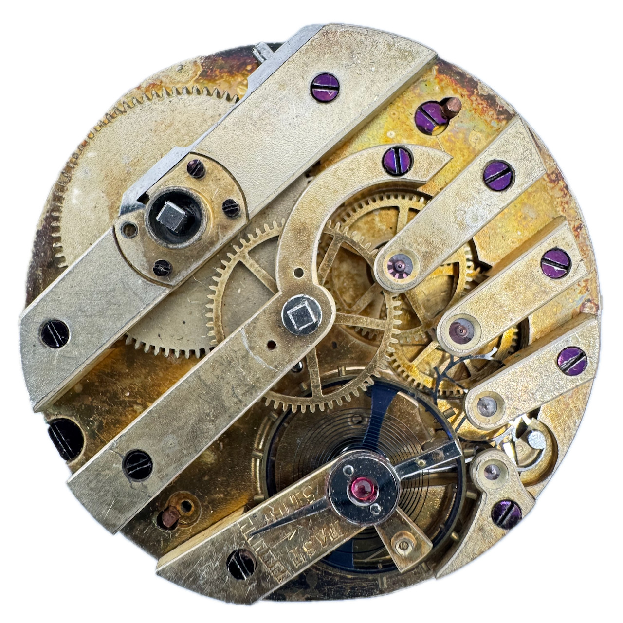 Antique 37.5mm Unbranded Key Wind Swiss Lever Escapement Pocket Watch Movement