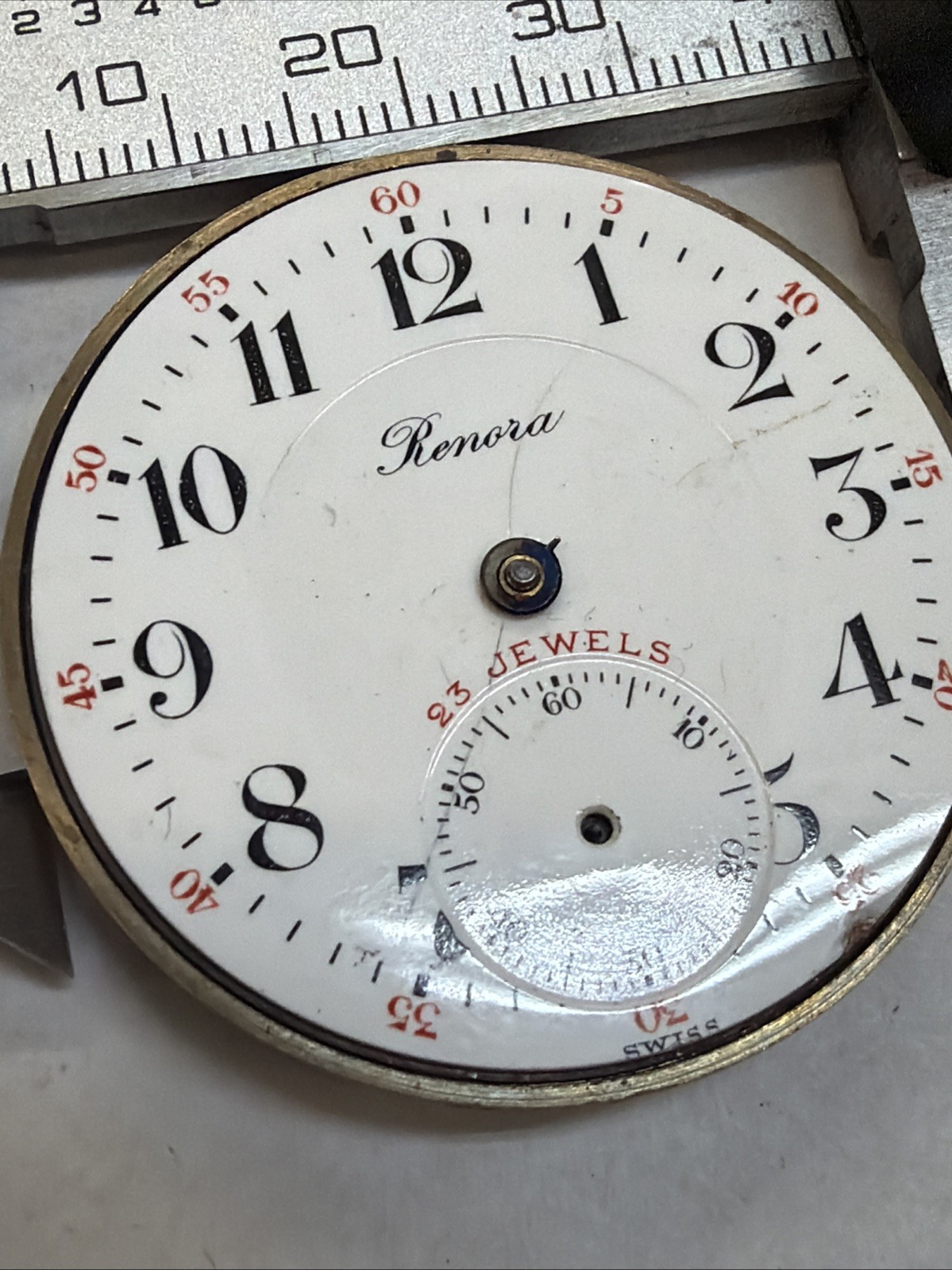 AE72 Fleurier Watch Co Pocket Watch Movement 23J Railroad Dial Vintage Untested