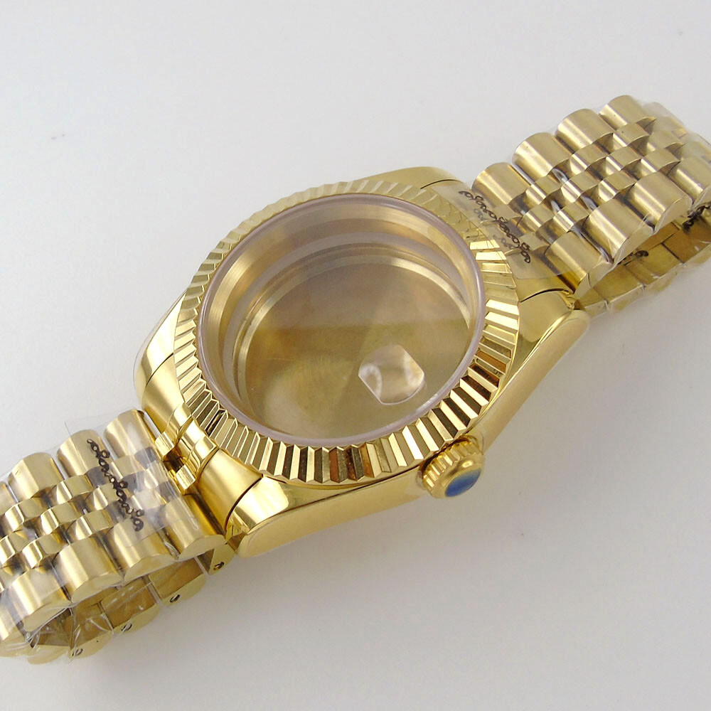 Golden 36mm 39mm fluted bezel Watch Case fit for NH35 NH36 Miyota 8215 2836 2824