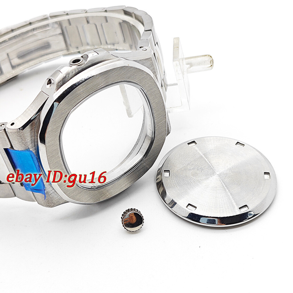 42mm silver watch case stainless ste fit NH35 NH36 ETA2824 PT5000 movement parts