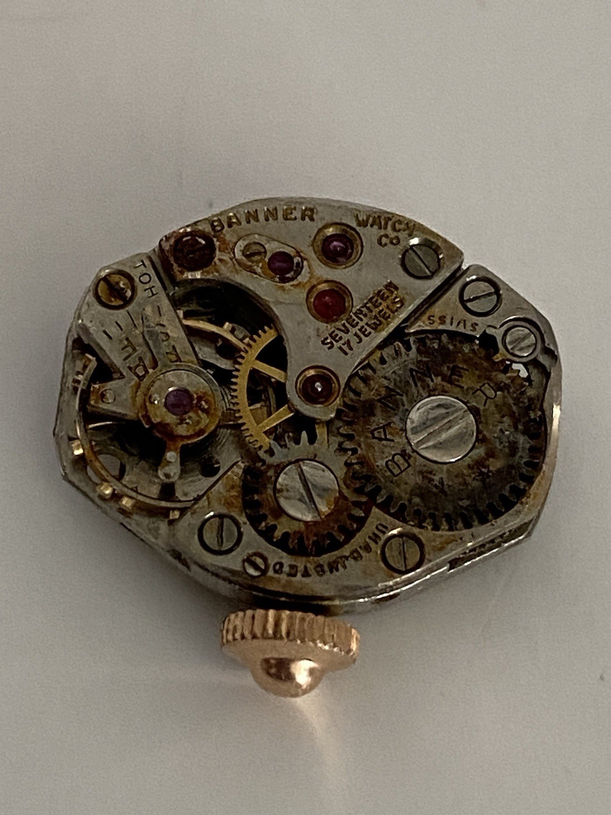 Vintage BANNER WATCH CO. 17 Jewels SWISS Wind Up For Parts Or Repair
