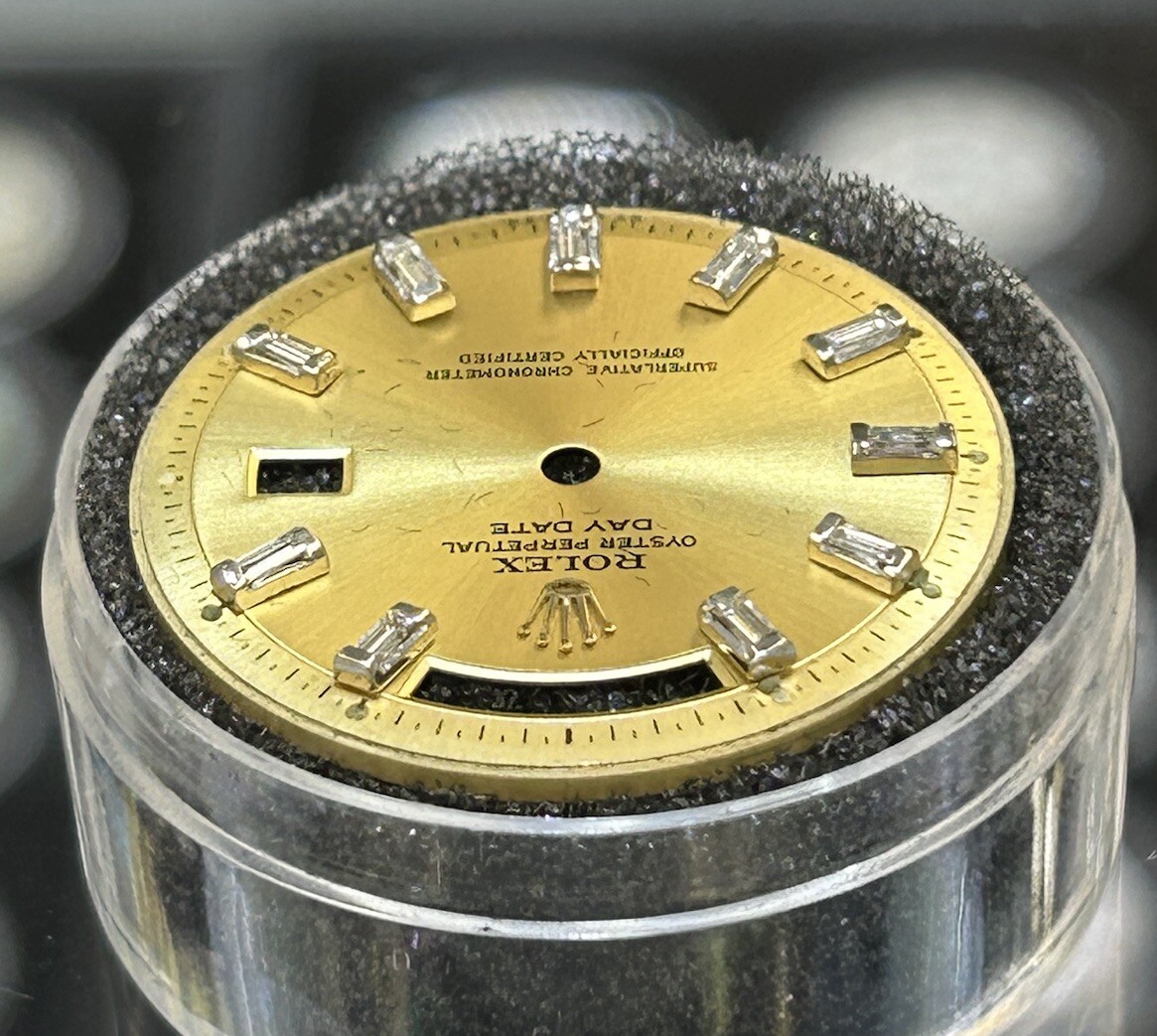 Rolex NonQuick President Custom Champagne Ten Baguette Diamond Dial Model 1803