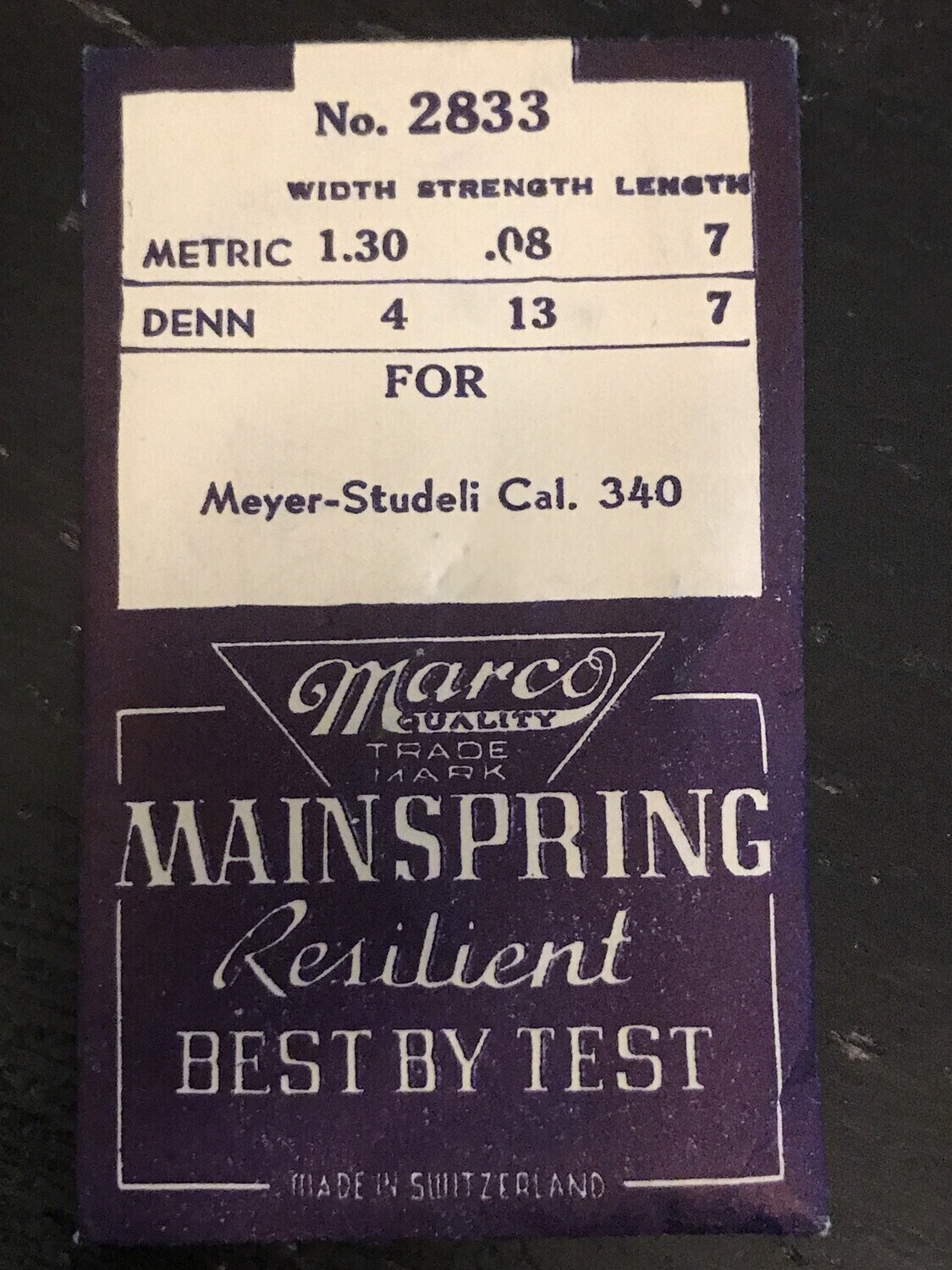 Marco Mainspring #2833 for Meyer-Studeli caliber 340 – Steel