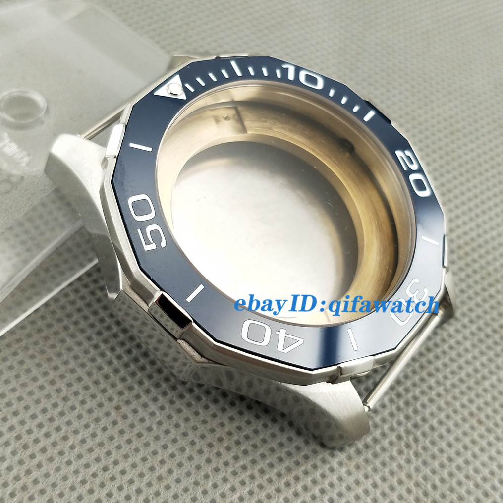 45mm Blue Ceramic Bezel Watch Case Fit ETA 2836 Miyota 8205/8215 DG2813 Movement