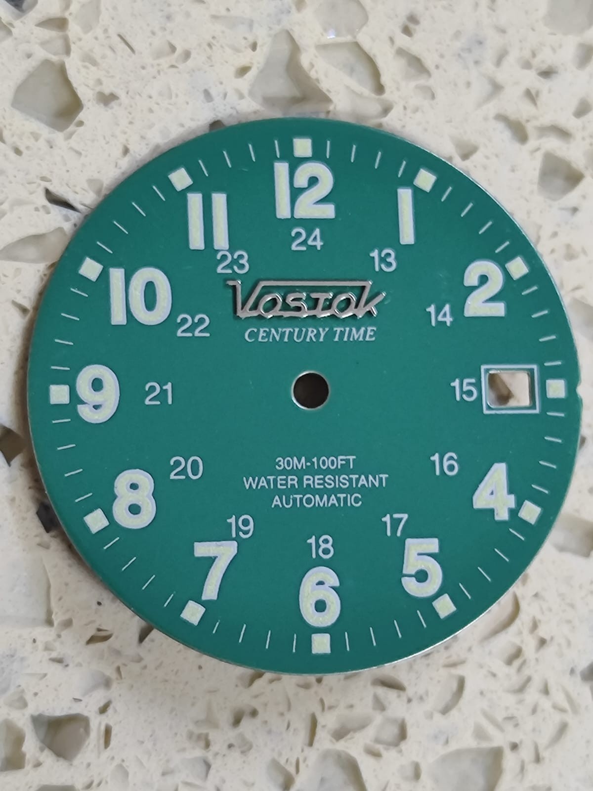 Vintage Vostok century time watch automatic part Green Dial 31.5mm NOS