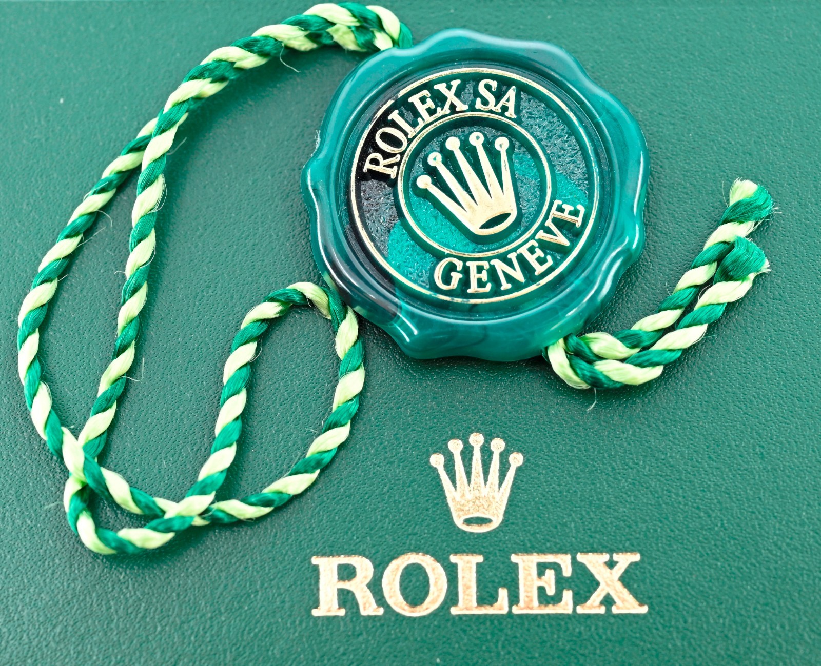 Genuine Rolex 2015-2025 Chronometer Green Hang Tag with Multi-Crown Hologram!