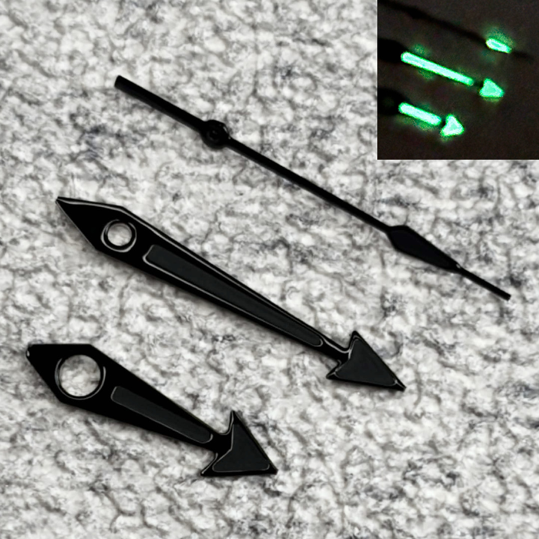 Black / Grey Arrow Hands Fits NH35,NH36,7s26,7s36, 7002 Green luminous Mod Parts
