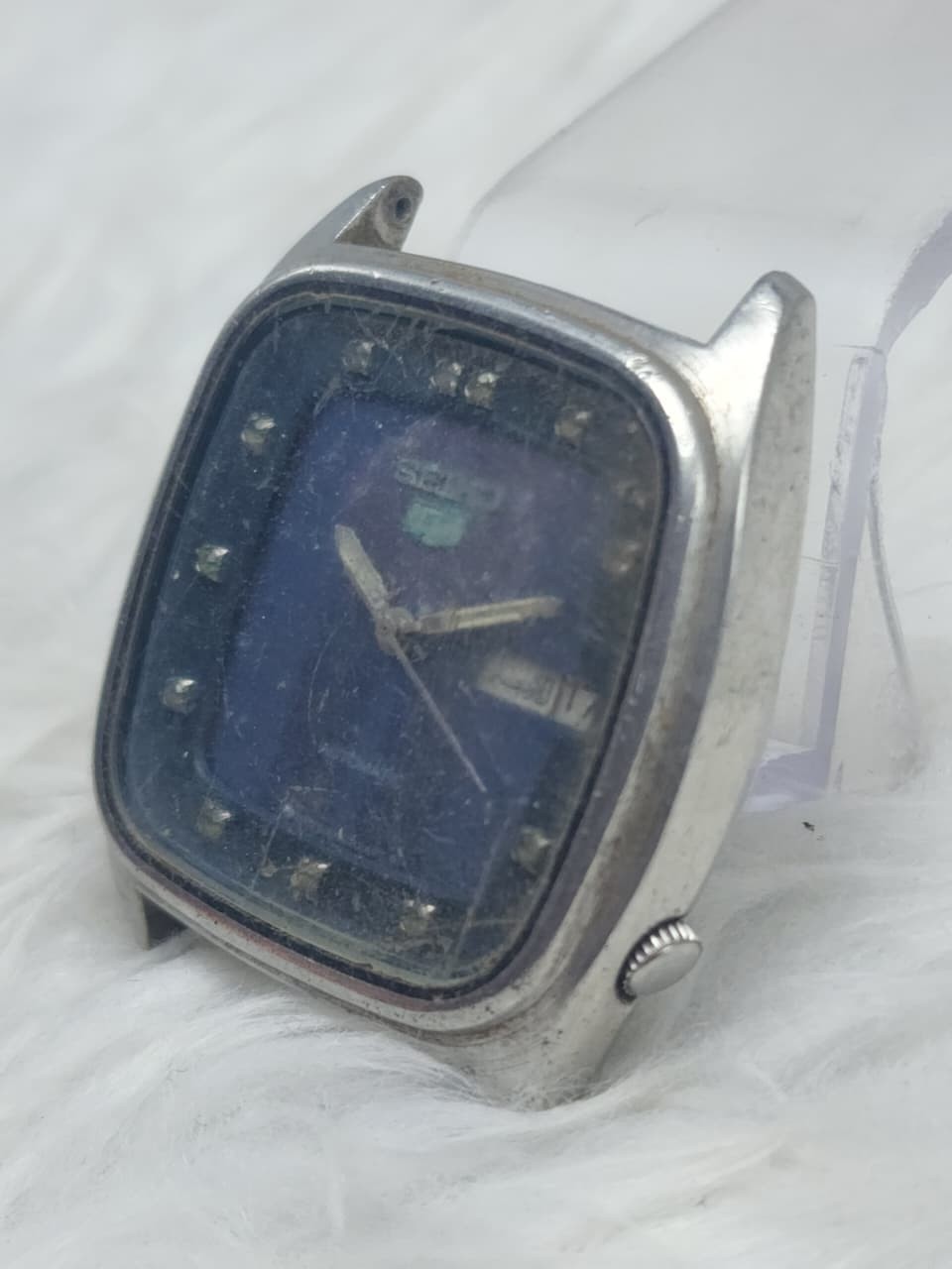 Vintage Seiko 5 Automatic 6309-5280A Blue Dial Day Date Not Working For Repair