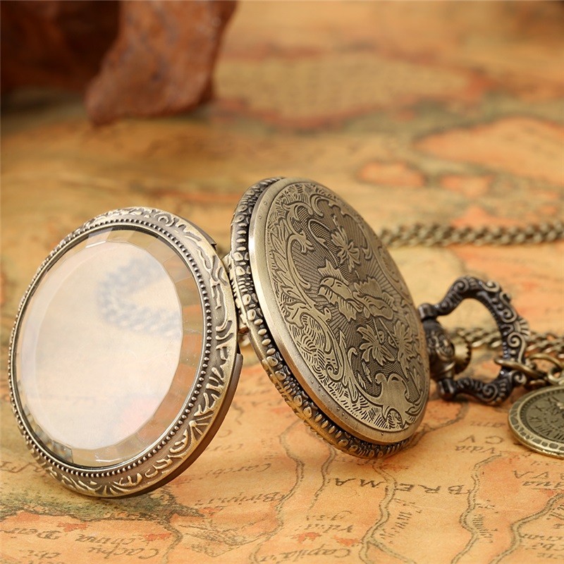 Colorful Quartz Pocket Watch Roman Numeral Pendant Necklace For Women