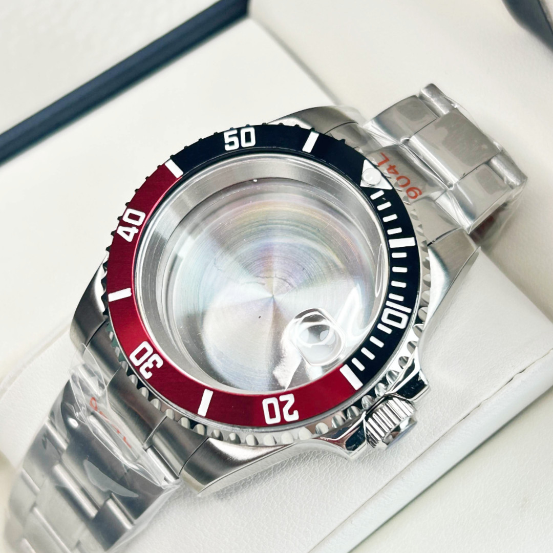 40mm New Water Resistant Red Watch Case Sapphire For nh34 nh35 nh36 38 Movement