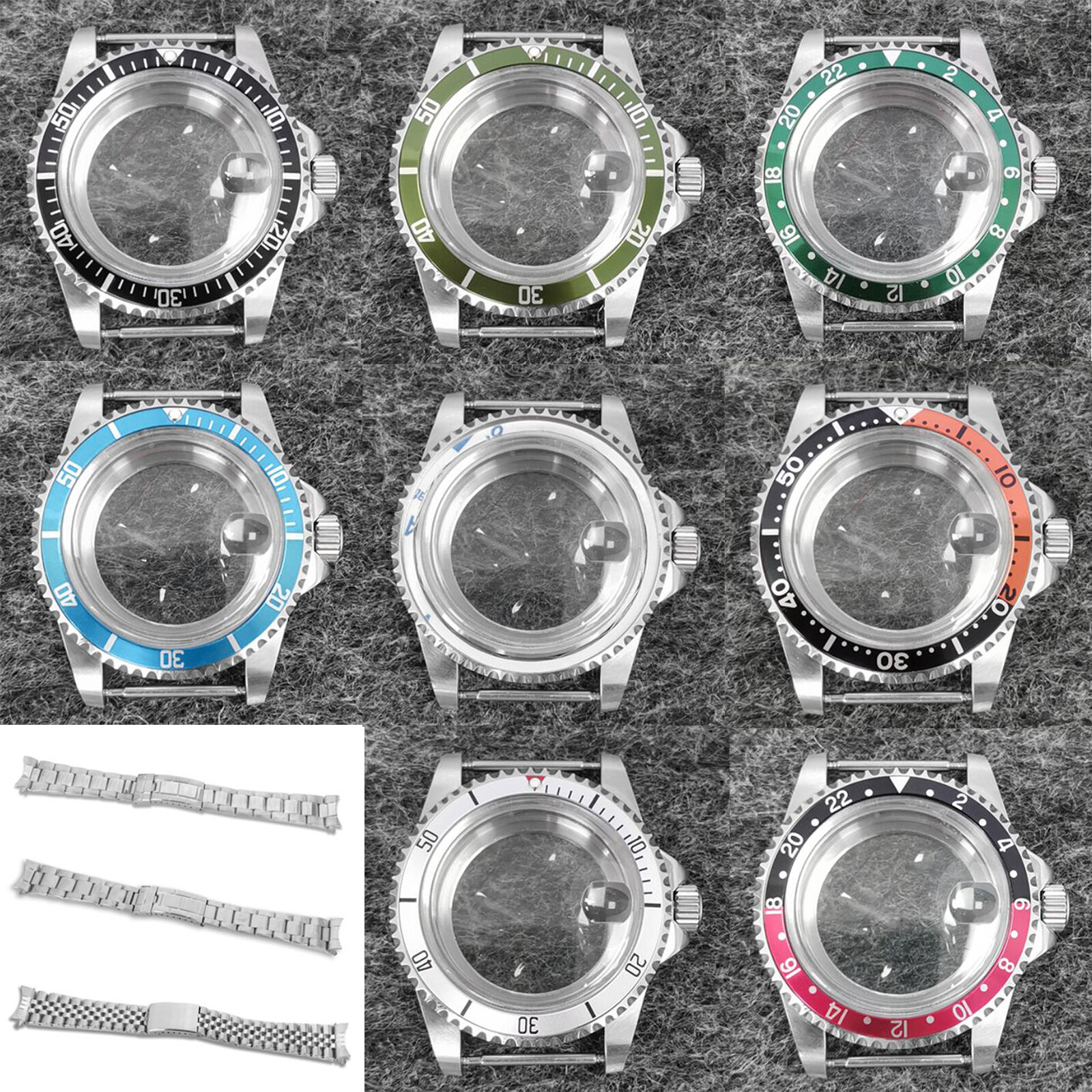 39.5MM Clear Bottom Acrylic Glass Magnifier Fine Steel Case For NH35/36 Movement