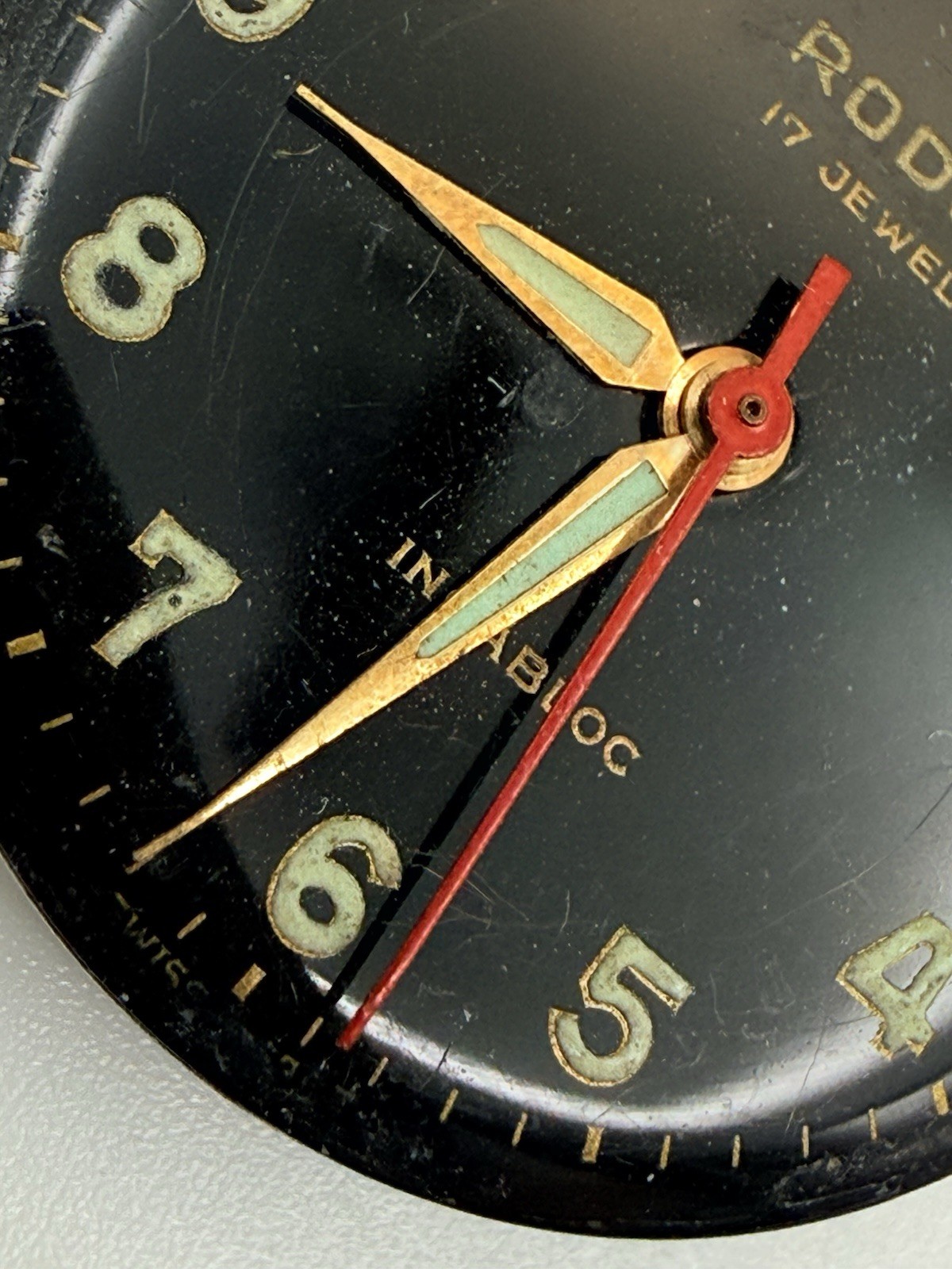 Vintage Rodos 17 Jewels Incabloc ST1686 Watch Dial Movement Parts Not Running