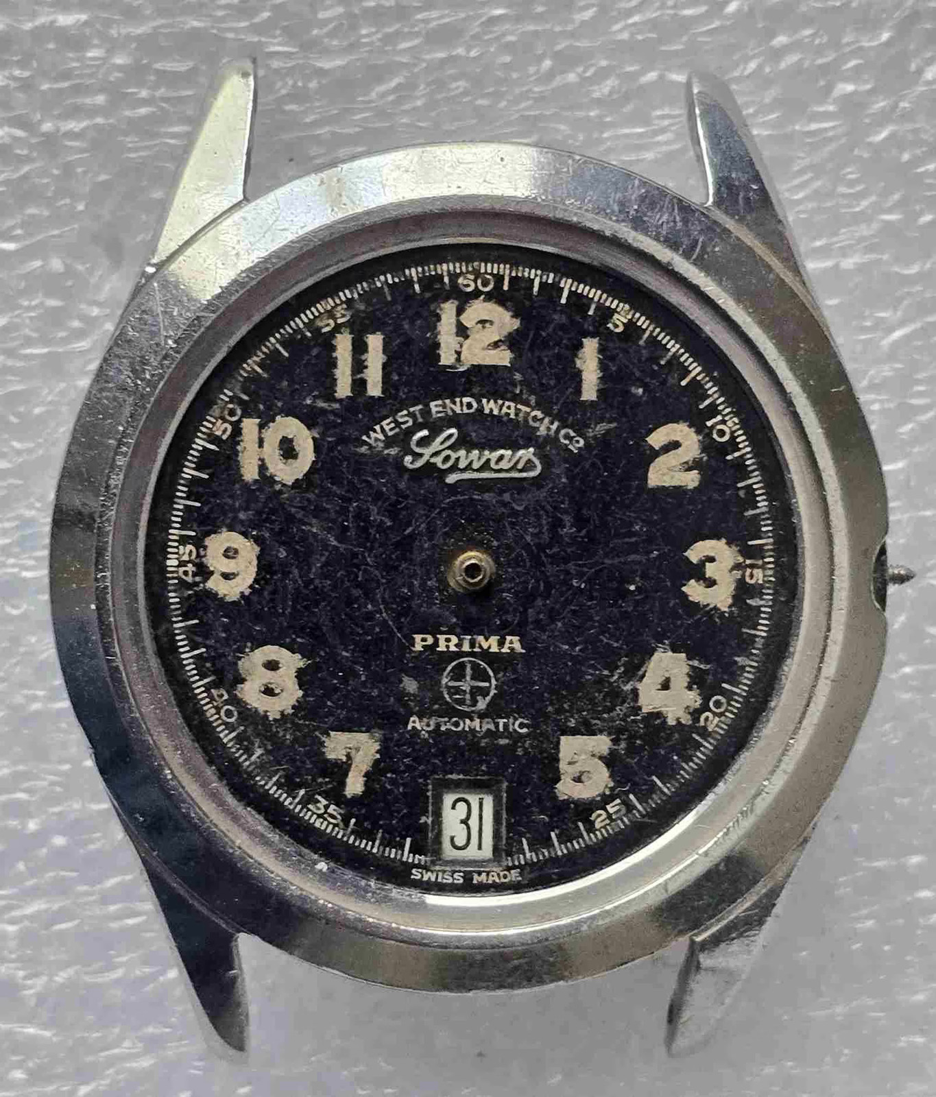 VTG WEST END Sowar PRIMA Steel Watch. Ref: D.3191. Cal: ETA-2824. For Service