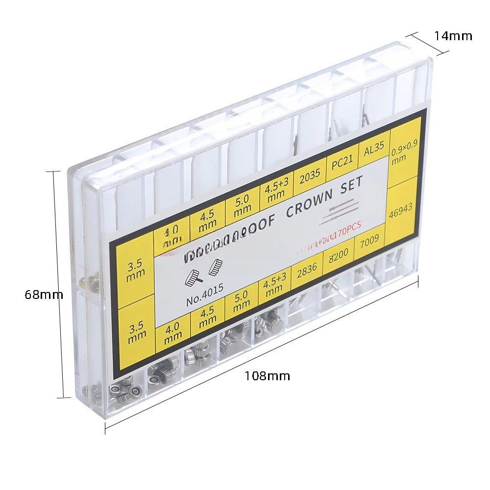 170Pcs/Box Watch Crown Parts Repair Tool Kits Replacement Case Watch Accessories