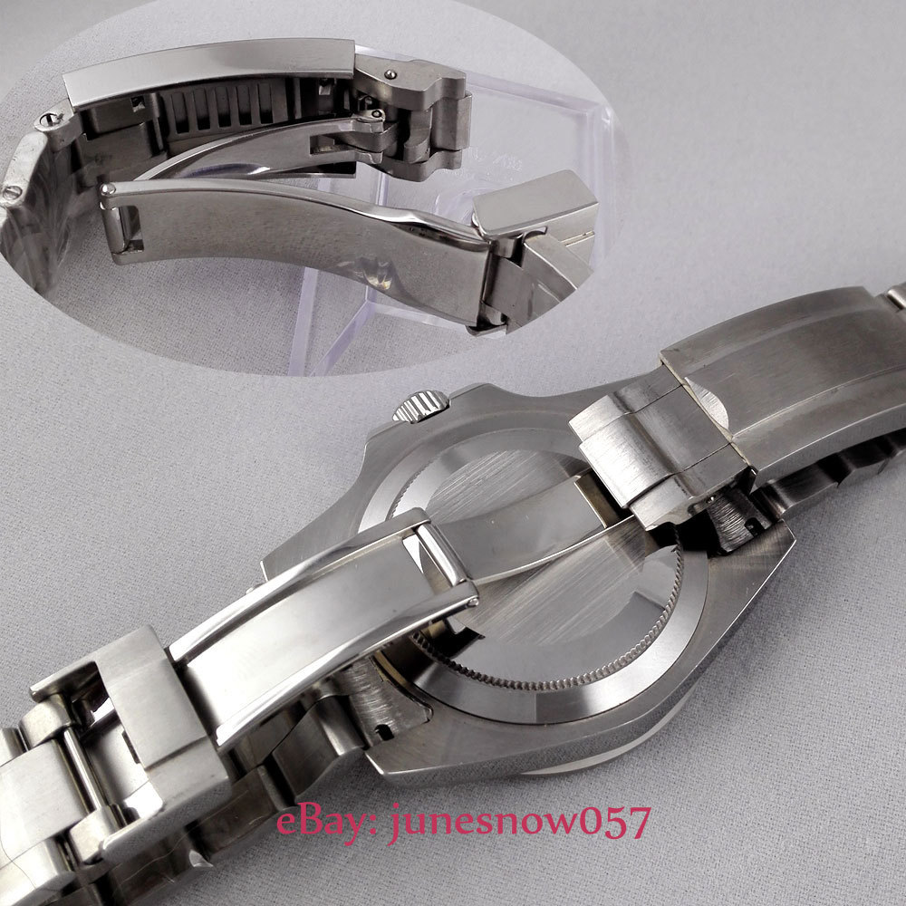 Fit ETA 2836 MIYOTA 8215 SUB 43mm Sapphire Glass Watch Case Brushed Bracelet