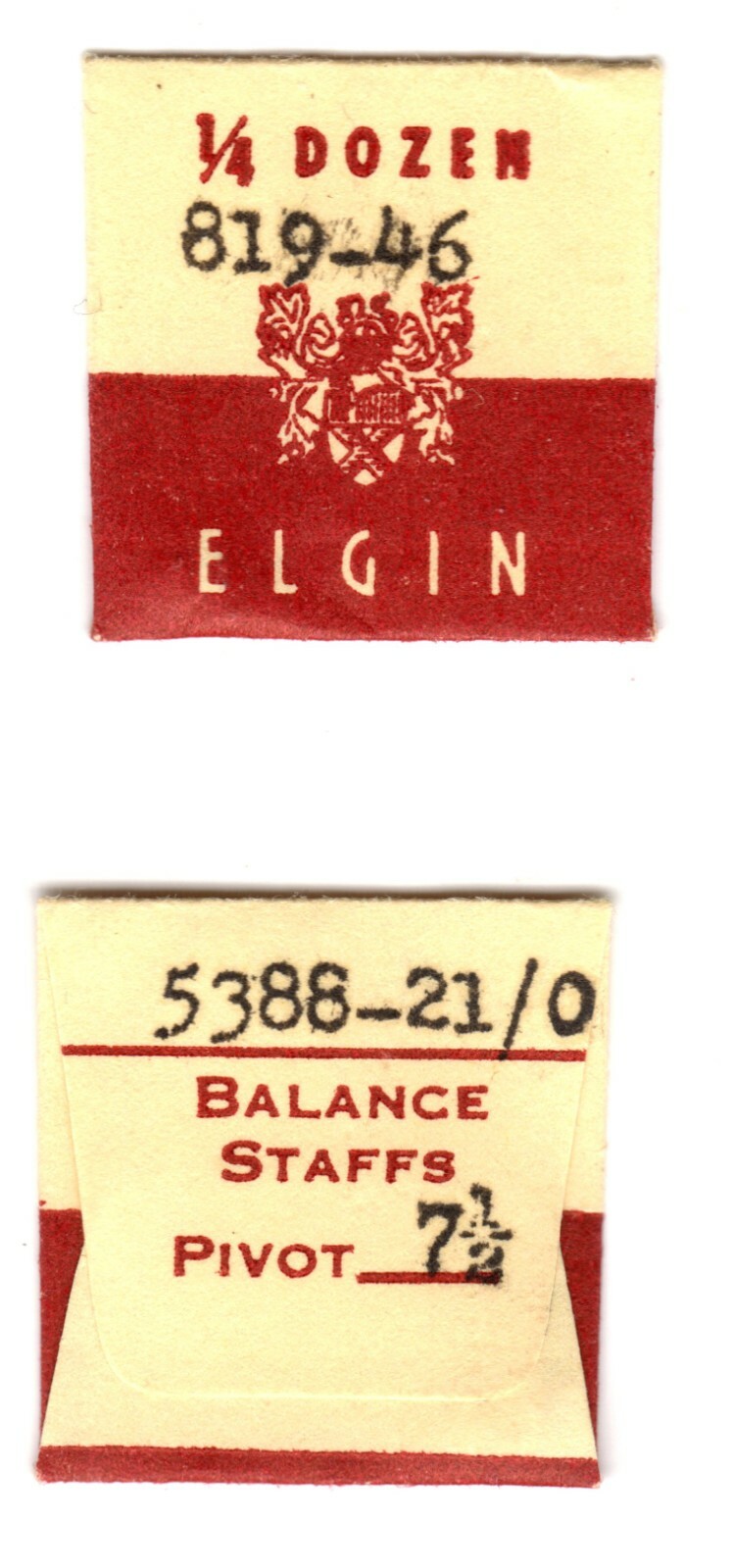 ELGIN BALANCE STAFF SEE LIST